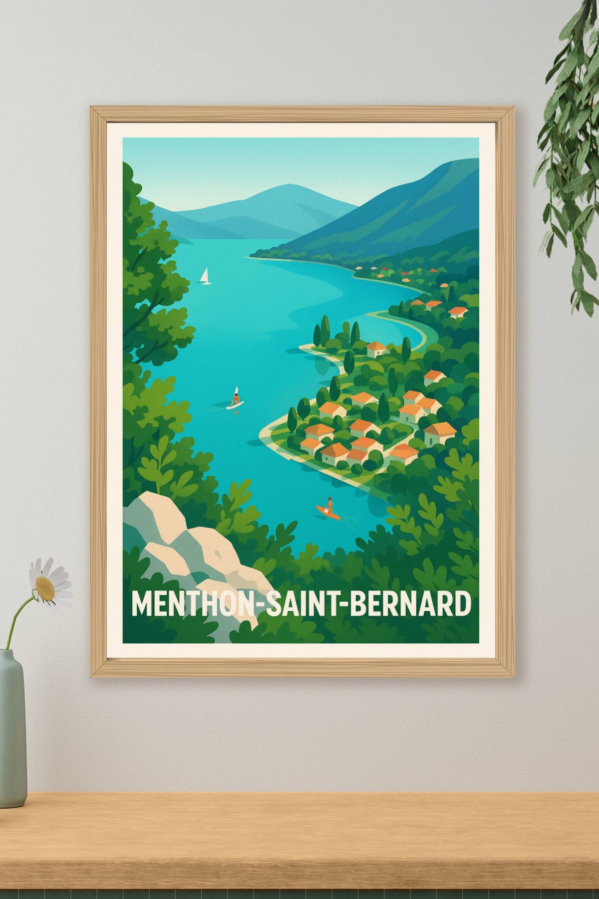 Affiche Menthon-Saint-Bernard — L'évasion au bord du lac · poster d'art de Menthon-Saint-Bernard