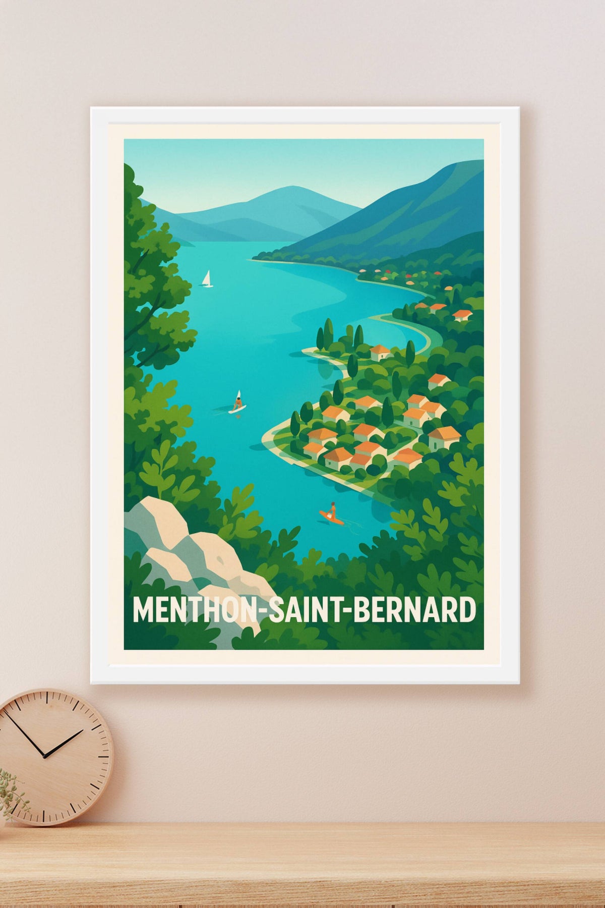Affiche Menthon-Saint-Bernard — L'évasion au bord du lac · poster d'art de Menthon-Saint-Bernard