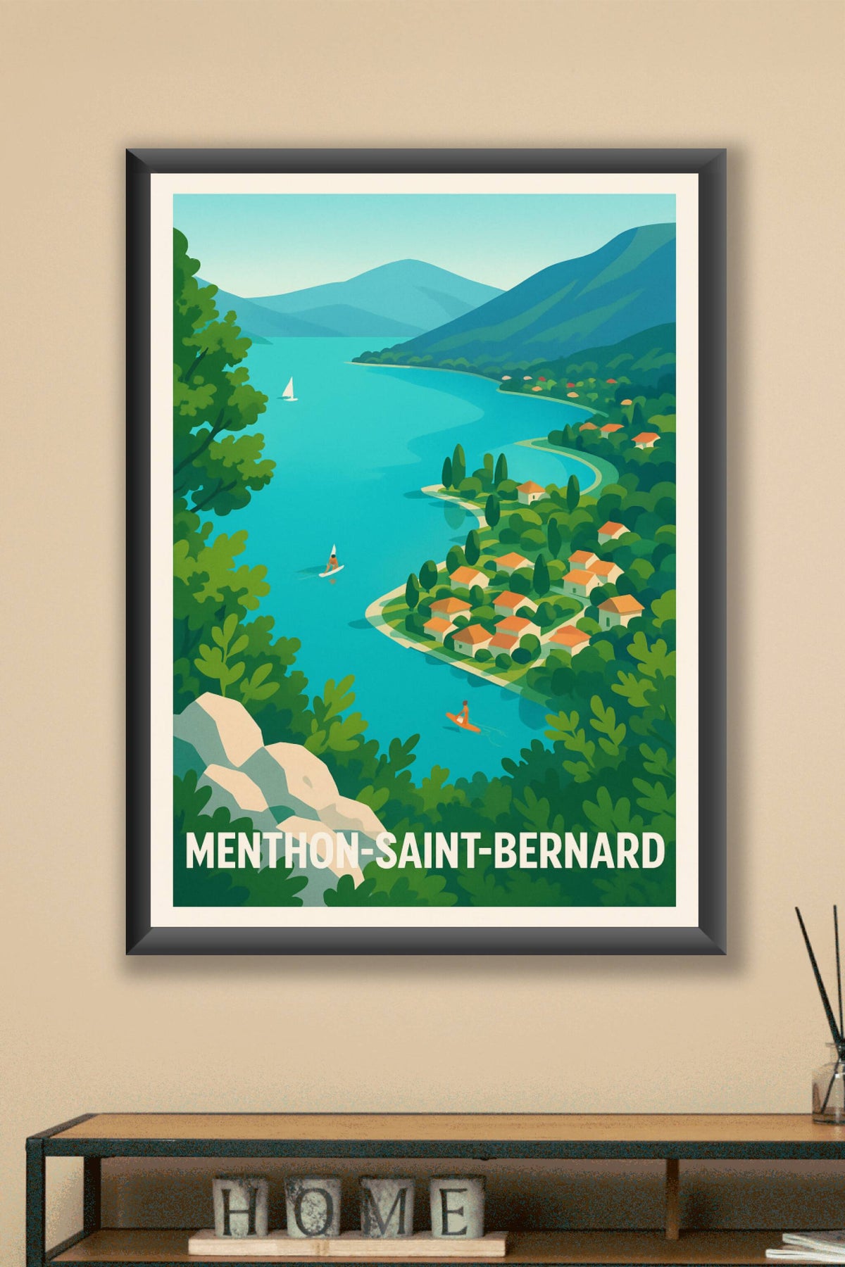 Affiche Menthon-Saint-Bernard — L'évasion au bord du lac · poster d'art de Menthon-Saint-Bernard