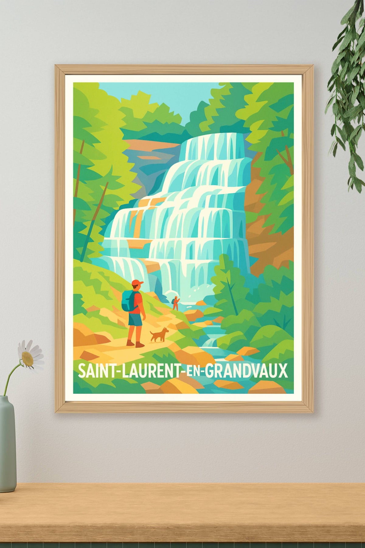 Affiche Saint-Laurent-en-Grandvaux — Découvrez la magie des cascades · poster d'art de Saint-Laurent-en-Grandvaux