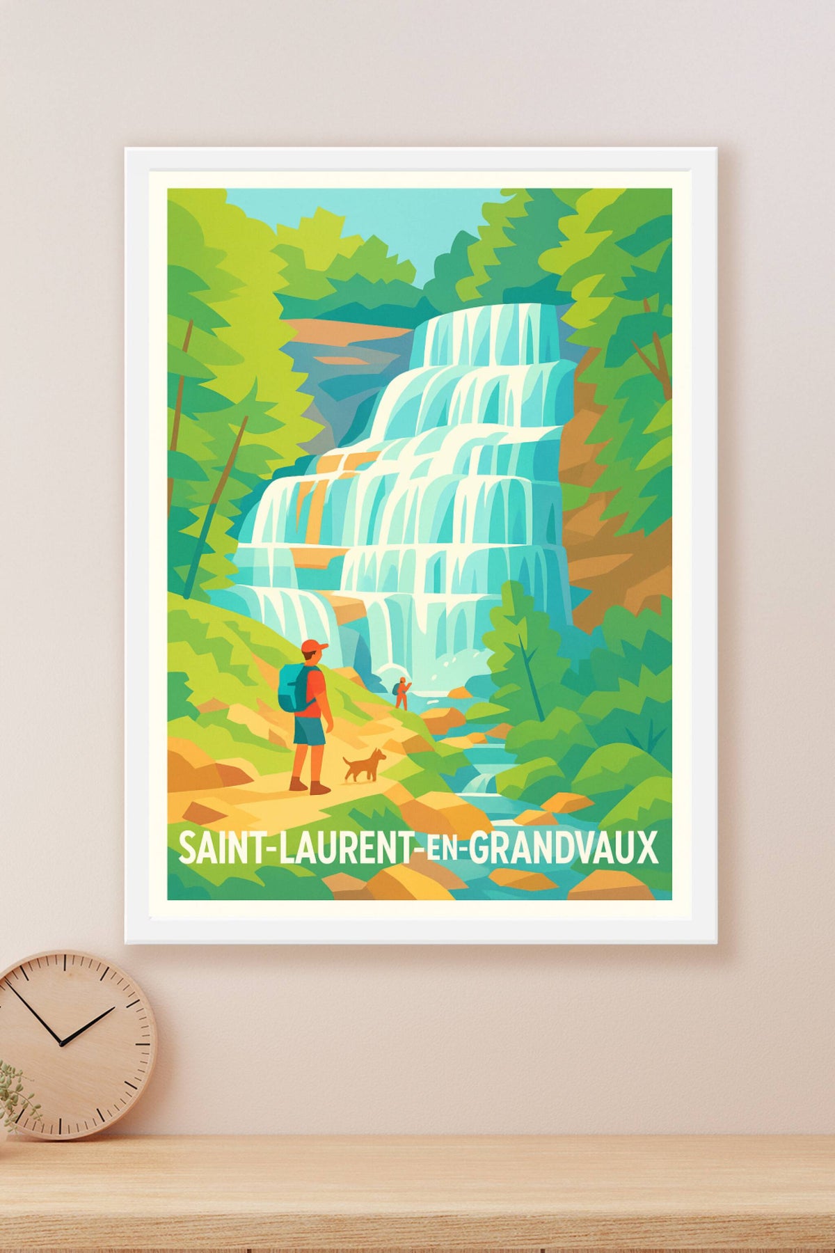 Affiche Saint-Laurent-en-Grandvaux — Découvrez la magie des cascades · poster d'art de Saint-Laurent-en-Grandvaux