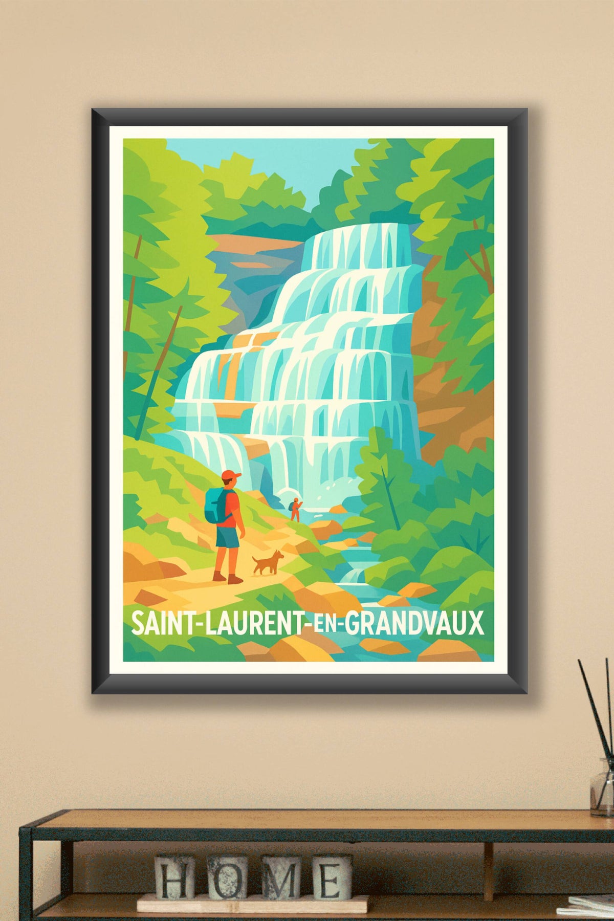 Affiche Saint-Laurent-en-Grandvaux — Découvrez la magie des cascades · poster d'art de Saint-Laurent-en-Grandvaux