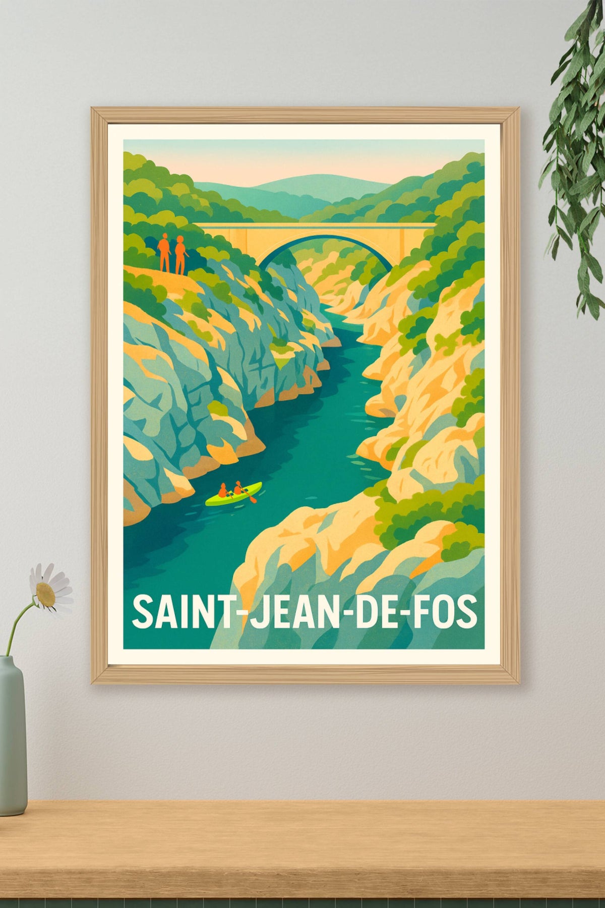 Affiche Saint-Jean-de-Fos — L'évasion nature entre gorges et rivière · poster d'art de Saint-Jean-de-Fos