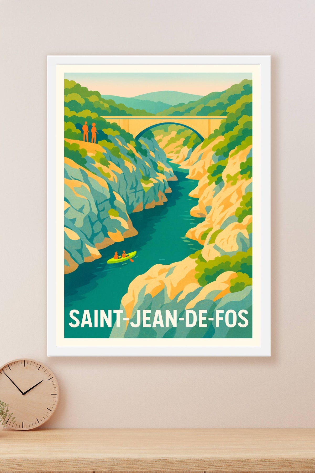 Affiche Saint-Jean-de-Fos — L'évasion nature entre gorges et rivière · poster d'art de Saint-Jean-de-Fos