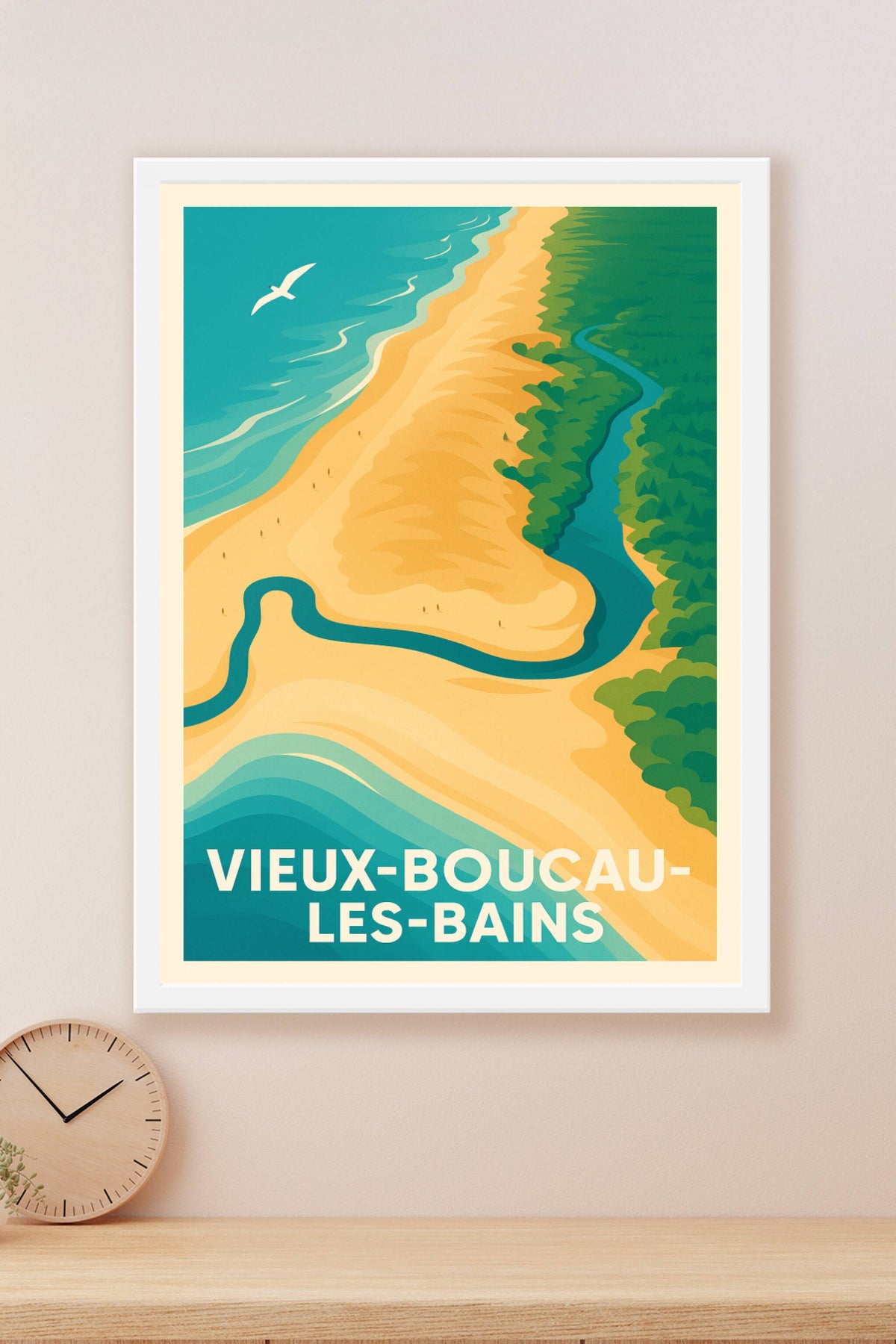 Affiche Vieux-Boucau-les-Bains — L'évasion côtière en poster · poster d'art de Vieux-Boucau-les-Bains