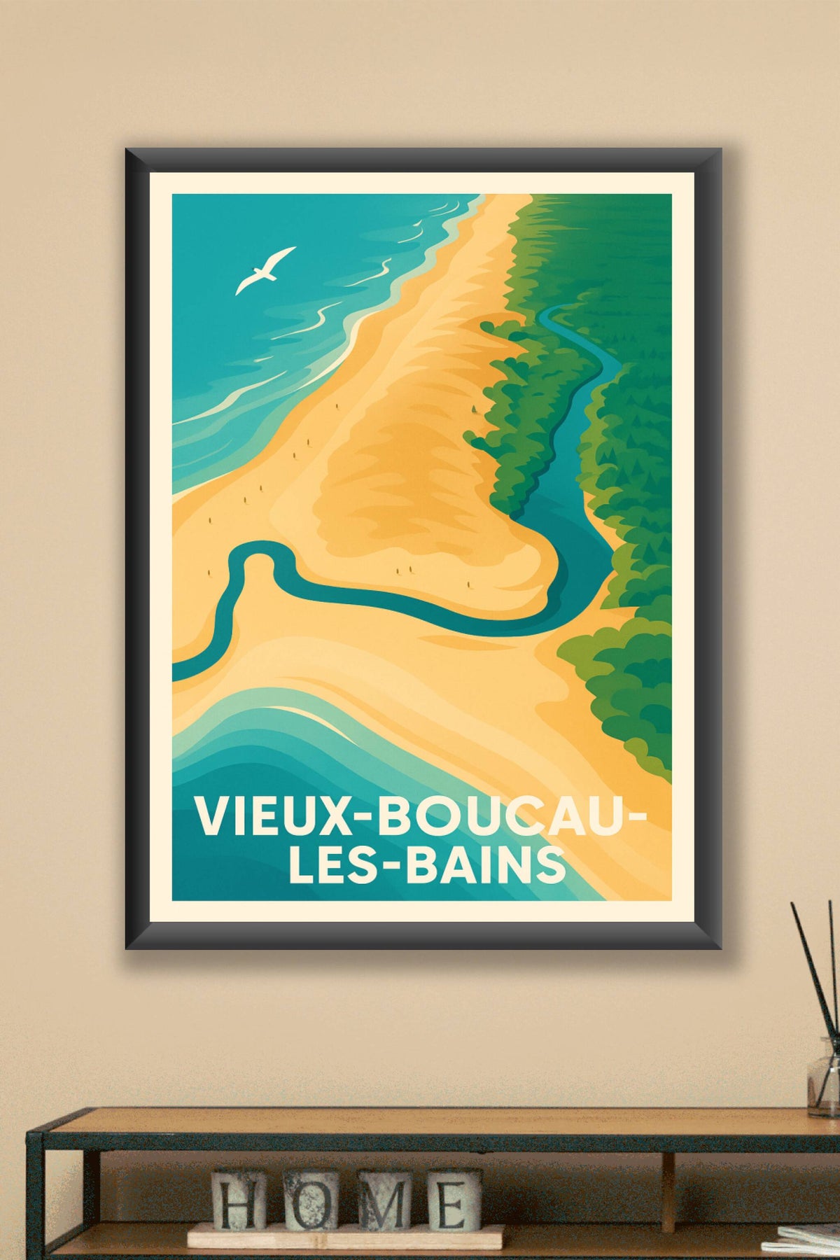 Affiche Vieux-Boucau-les-Bains — L'évasion côtière en poster · poster d'art de Vieux-Boucau-les-Bains