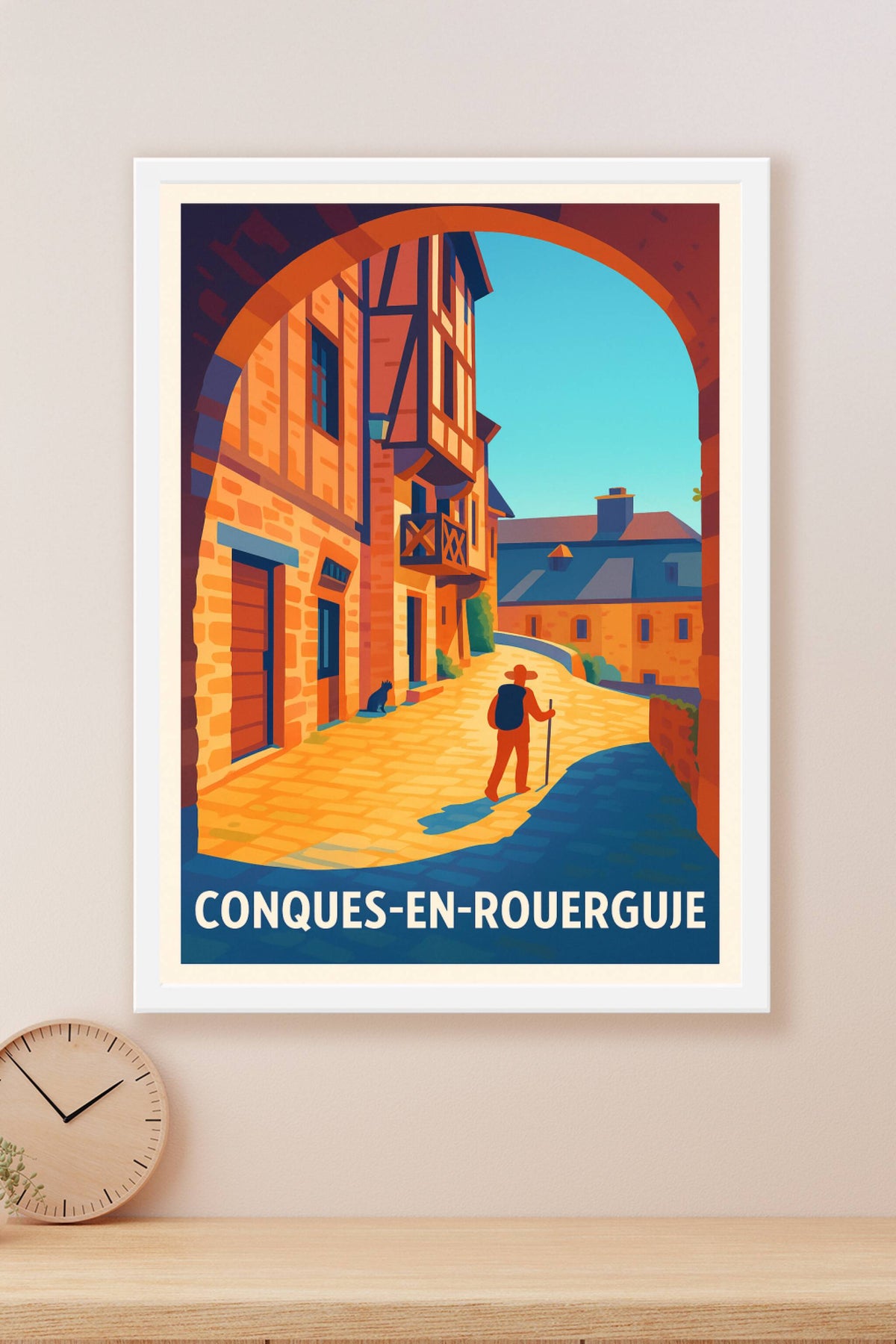 Affiche Conques-en-Rouergue — Balade au cœur du village médiéval · poster d'art de Conques-en-Rouergue