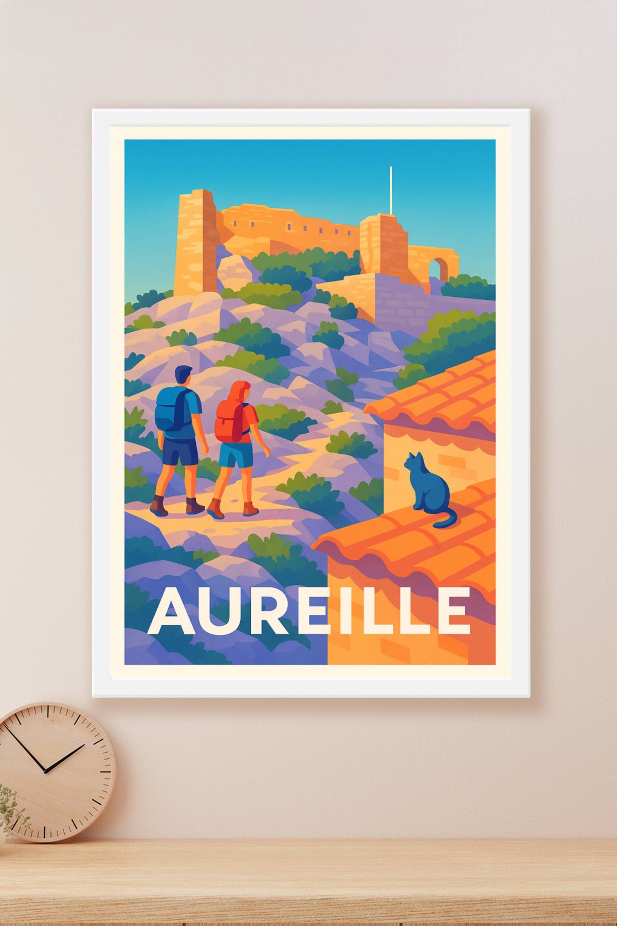 Affiche Aureille — L'appel de la randonnée provençale · poster d'art de Aureille