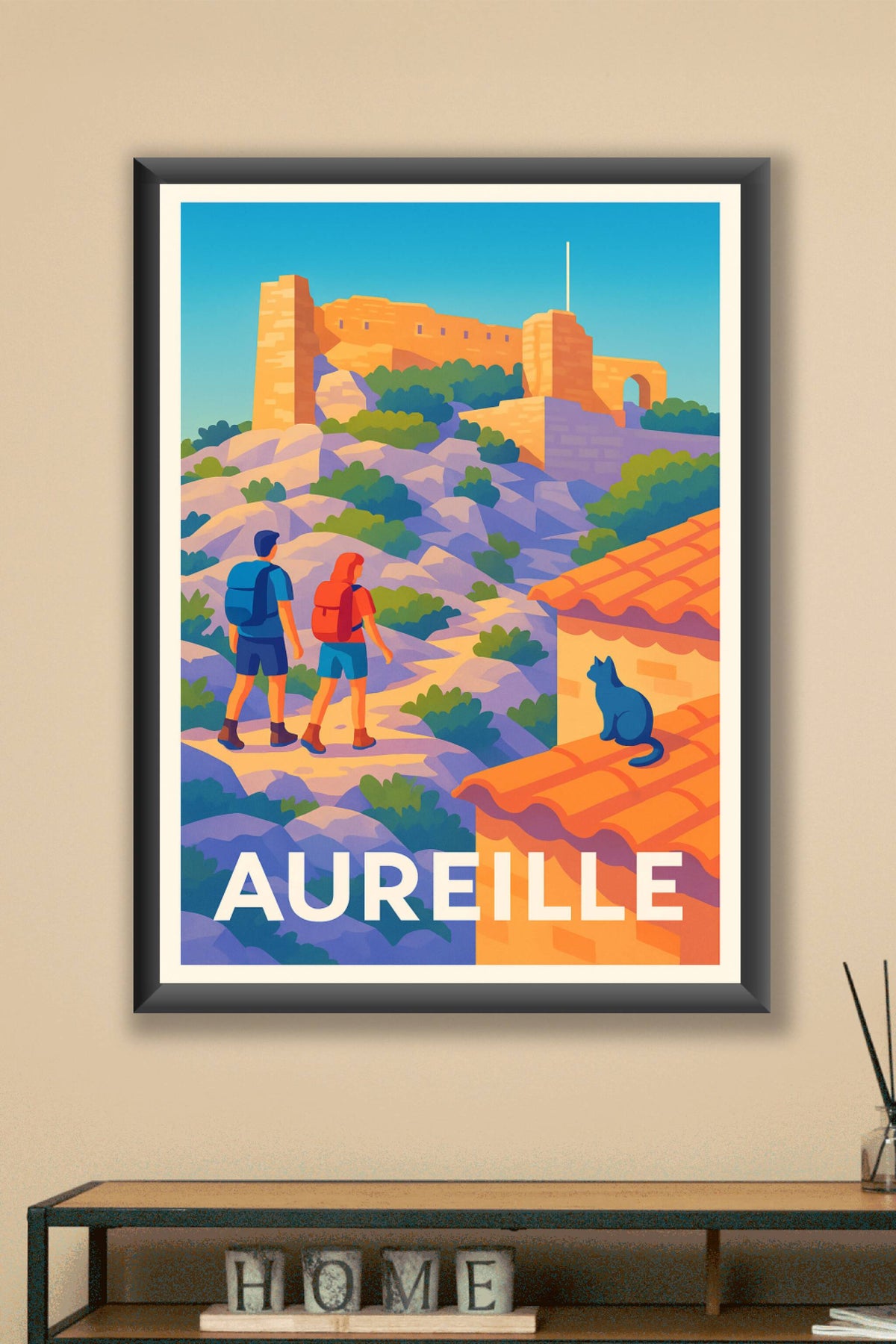 Affiche Aureille — L'appel de la randonnée provençale · poster d'art de Aureille