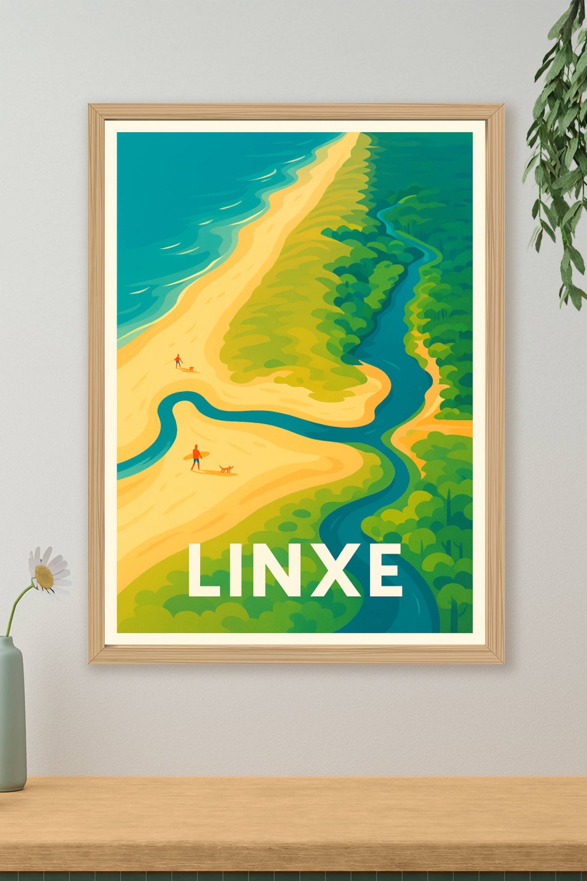 Affiche Linxé — L'évasion nature entre forêt et océan · poster d'art de Linxé