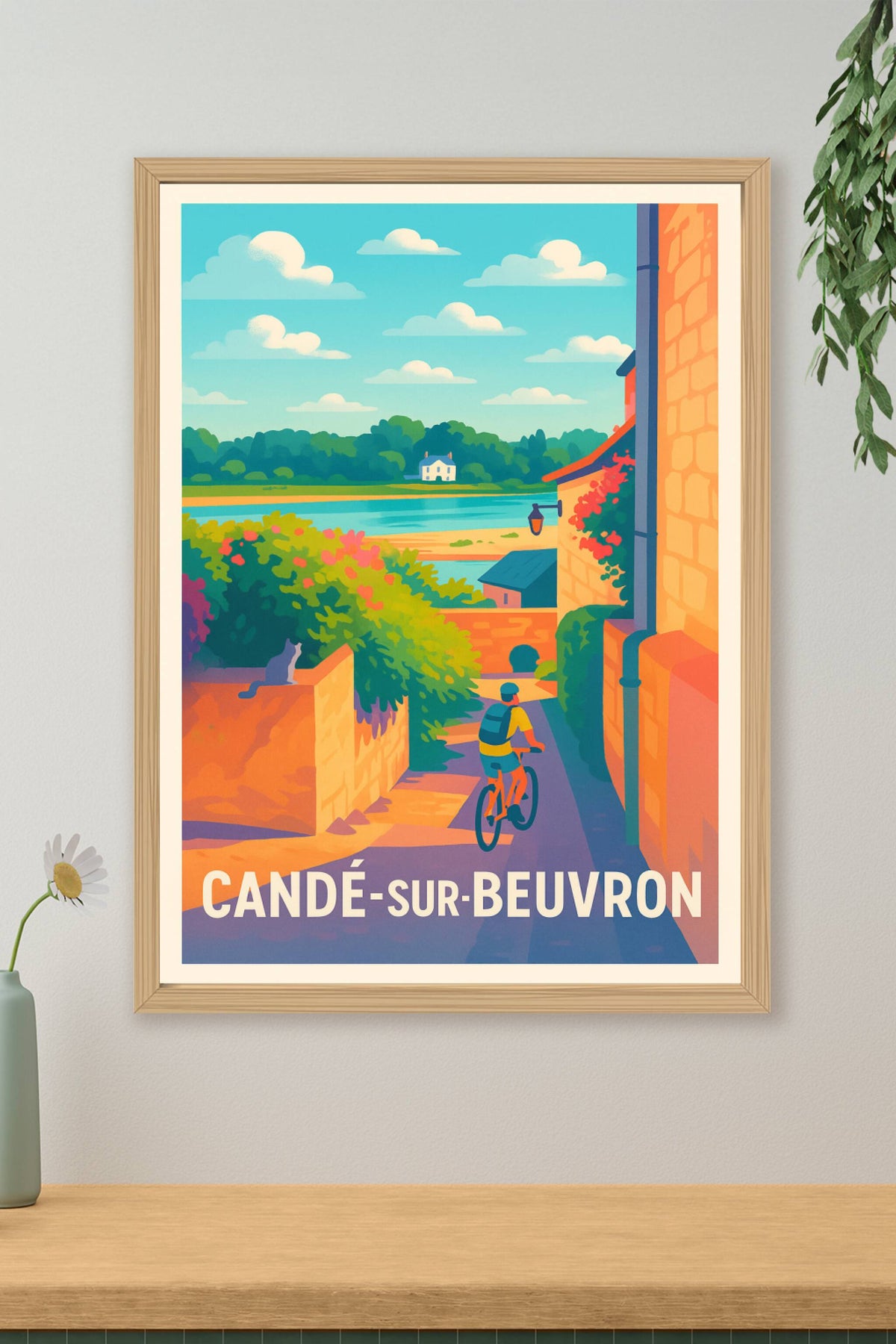 Affiche Candé-sur-Beuvron — Escapade paisible au bord de l'eau · poster d'art de Candé-sur-Beuvron