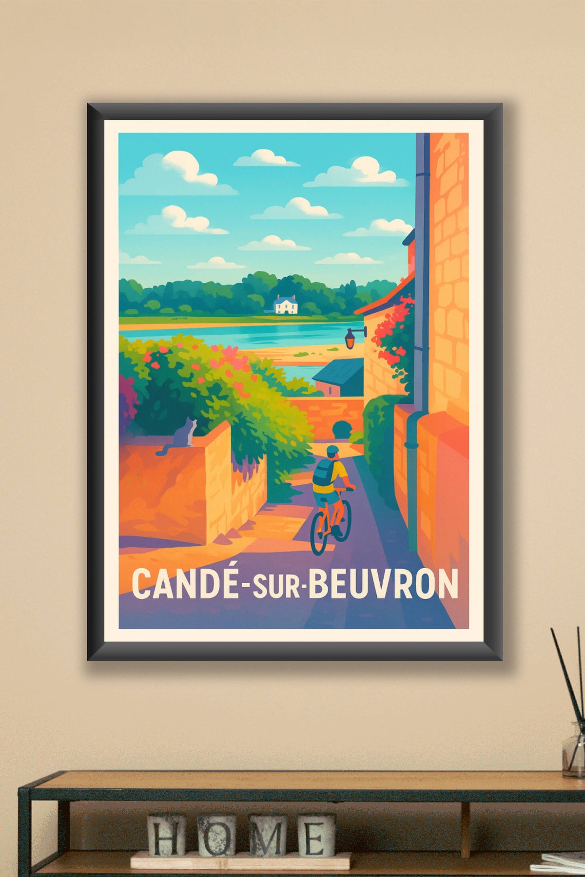 Affiche Candé-sur-Beuvron — Escapade paisible au bord de l'eau · poster d'art de Candé-sur-Beuvron