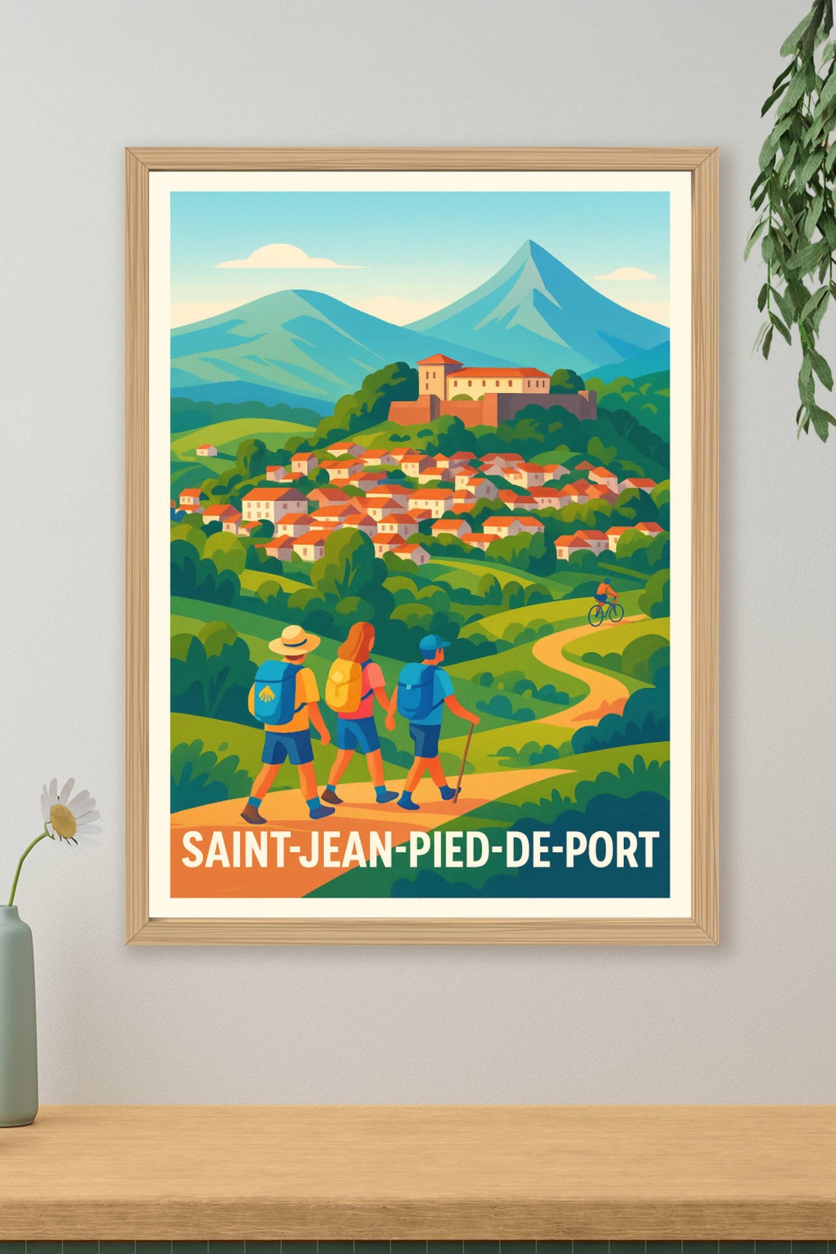 Affiche Saint-Jean-Pied-de-Port — Escapade nature et patrimoine · poster d'art de Saint-Jean-Pied-de-Port