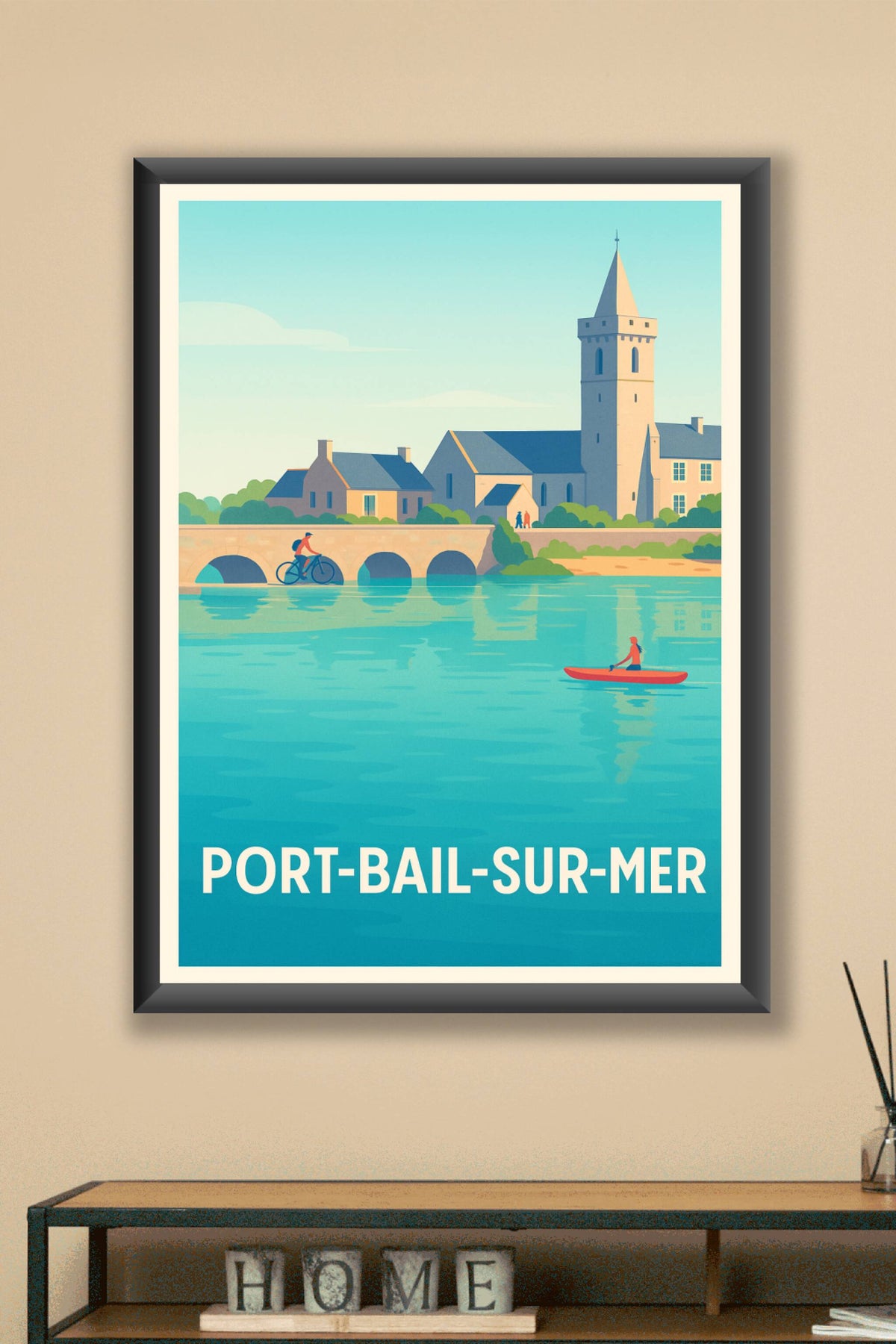 Affiche Port-Bail-sur-Mer — Charme paisible au bord de l'eau · poster d'art de Port-Bail-sur-Mer