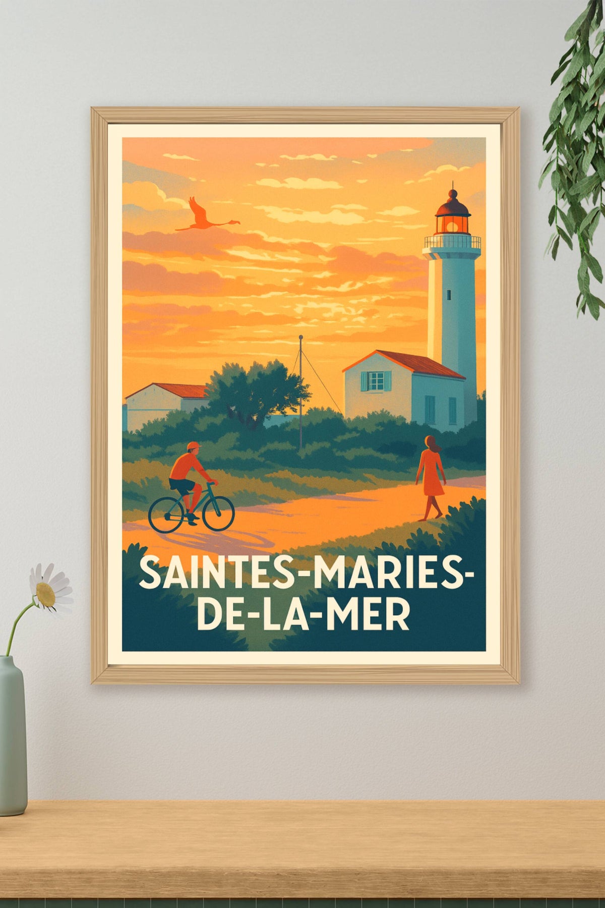 Affiche Saintes-Maries-de-la-Mer — Évasion au coucher du soleil · poster d'art de Saintes-Maries-de-la-Mer