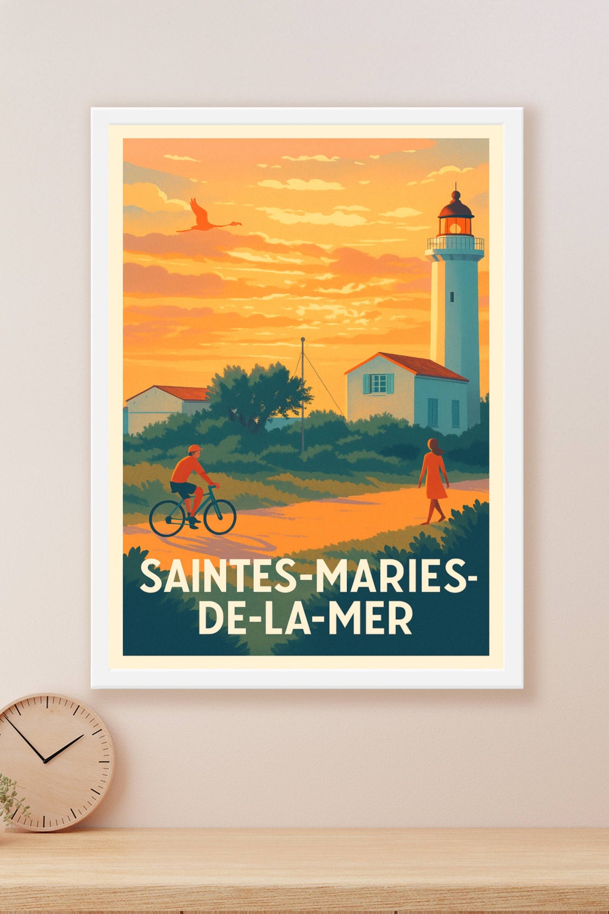 Affiche Saintes-Maries-de-la-Mer — Évasion au coucher du soleil · poster d'art de Saintes-Maries-de-la-Mer