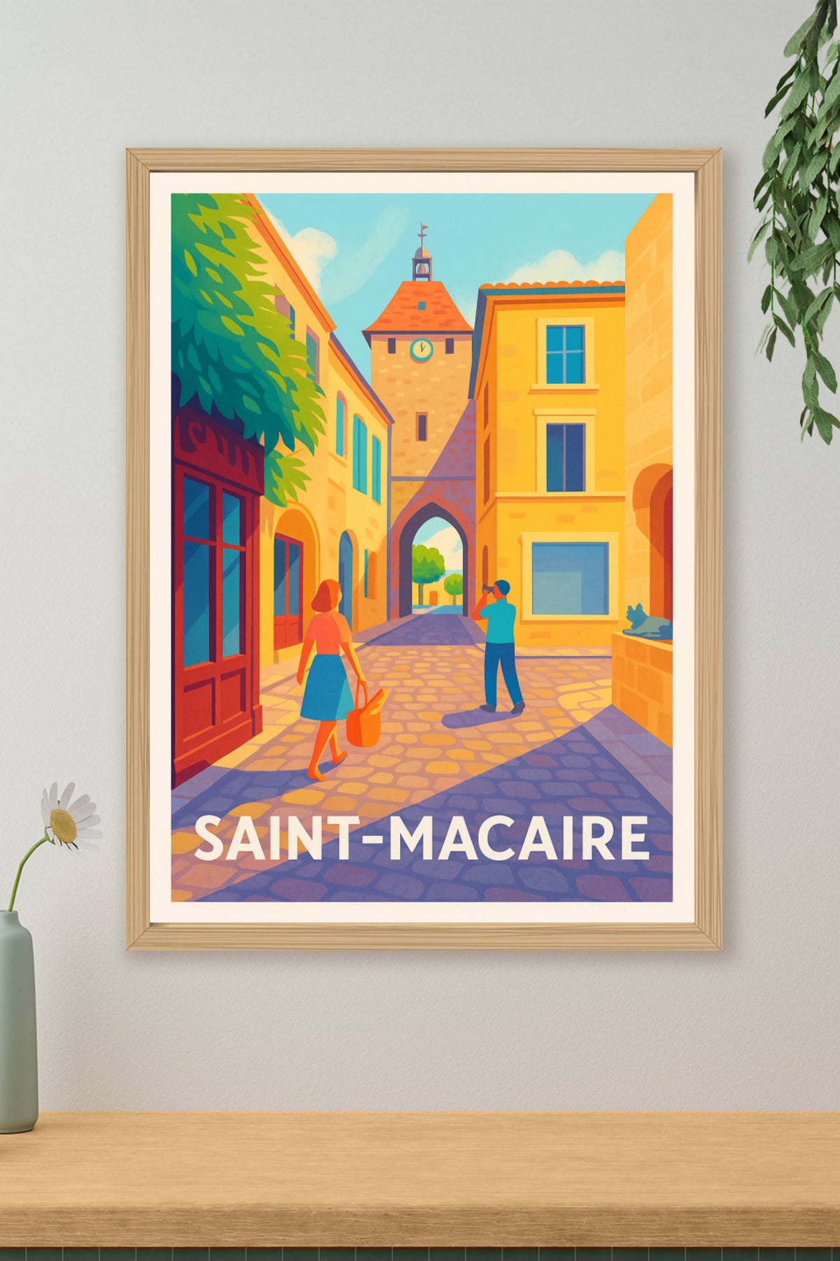Affiche Saint-Macaire — Charme et lumière d'une ville historique · poster d'art de Saint-Macaire