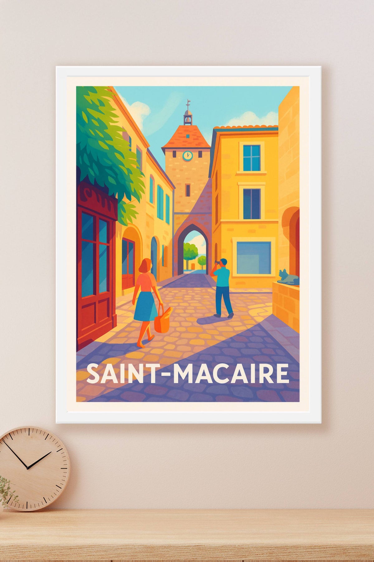 Affiche Saint-Macaire — Charme et lumière d'une ville historique · poster d'art de Saint-Macaire
