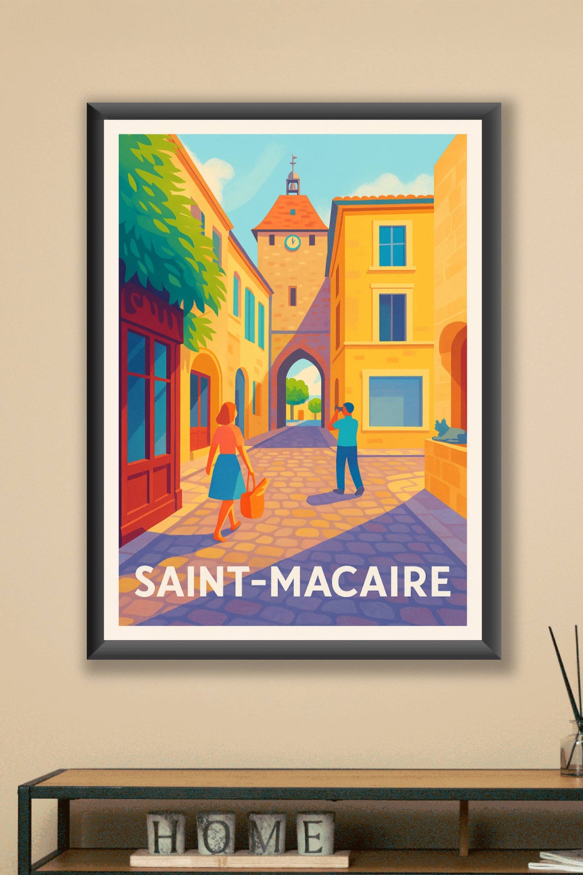 Affiche Saint-Macaire — Charme et lumière d'une ville historique · poster d'art de Saint-Macaire