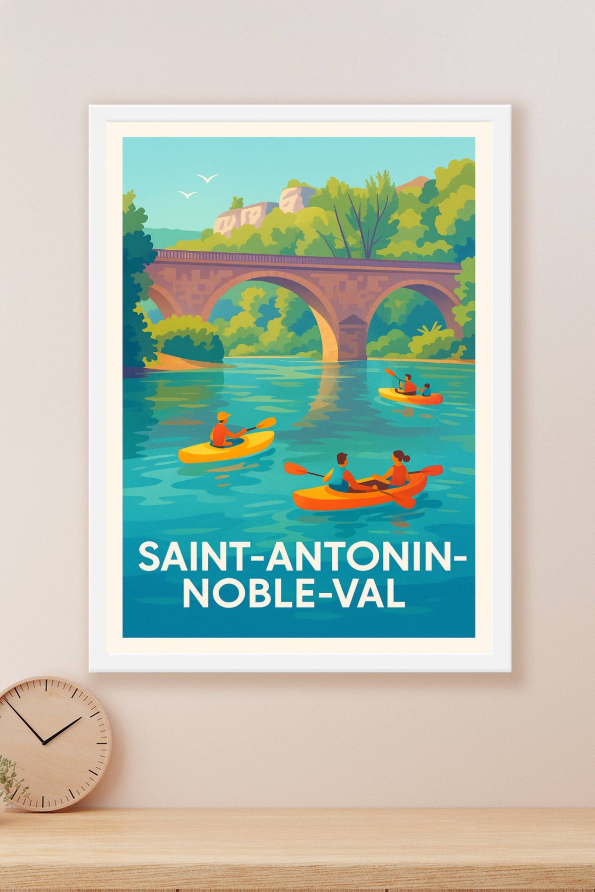 Affiche Saint-Antonin-Noble-Val — Aventure et détente au fil de l'eau · poster d'art de Saint-Antonin-Noble-Val