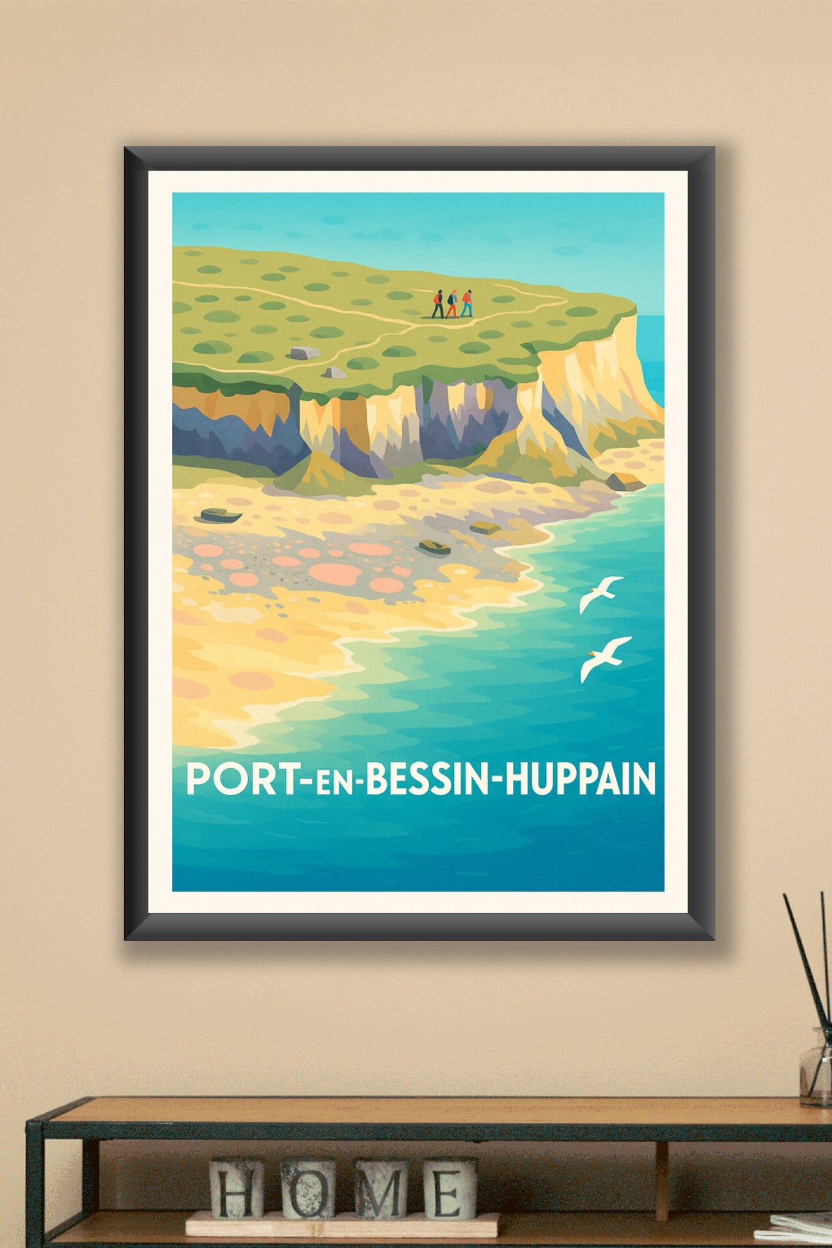 Affiche Port-en-Bessin-Huppain — Escapade Nature et Côte Sauvage · poster d'art de Port-en-Bessin-Huppain
