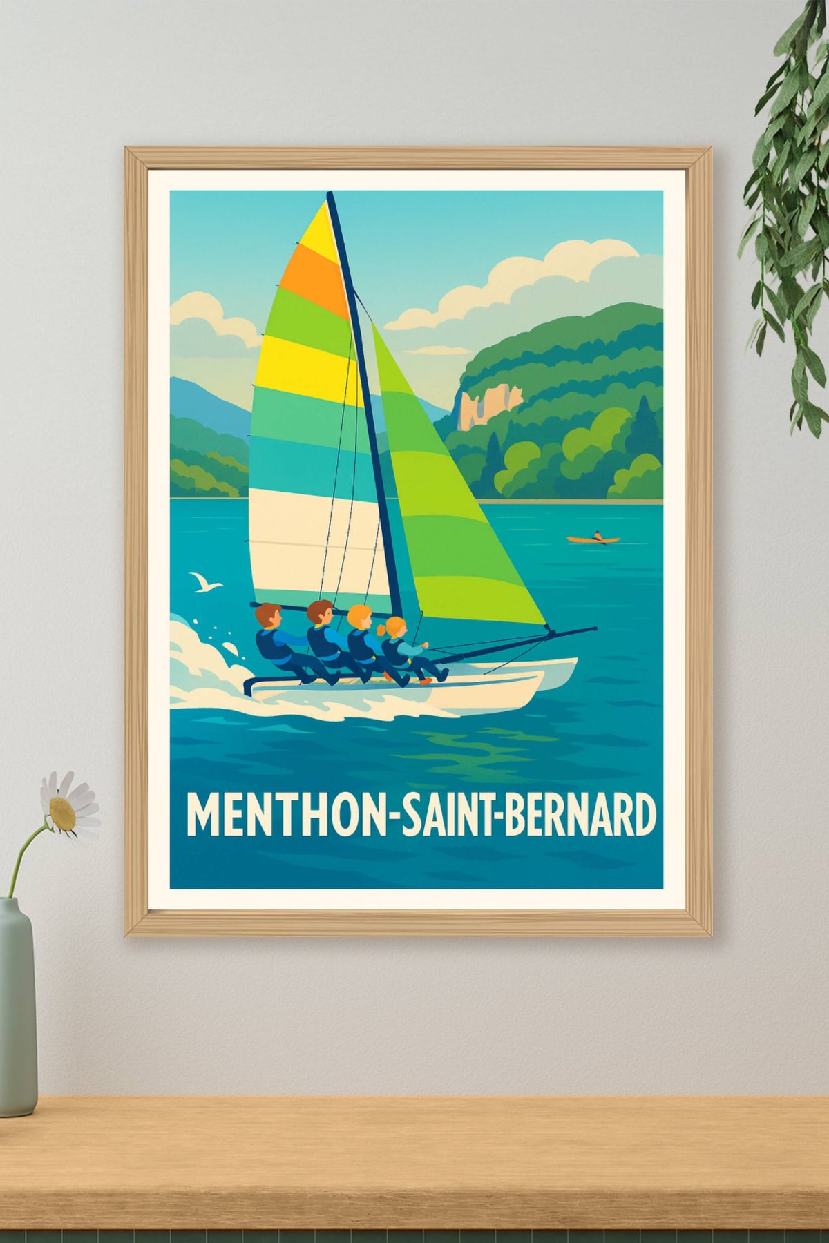 Affiche Menthon-Saint-Bernard — Aventurez-vous sur les eaux du Lac d'Annecy · poster d'art de Menthon-Saint-Bernard