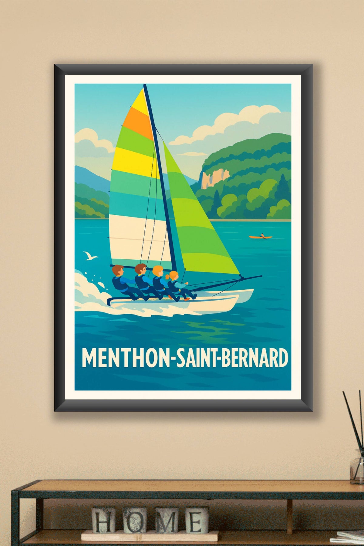 Affiche Menthon-Saint-Bernard — Aventurez-vous sur les eaux du Lac d'Annecy · poster d'art de Menthon-Saint-Bernard