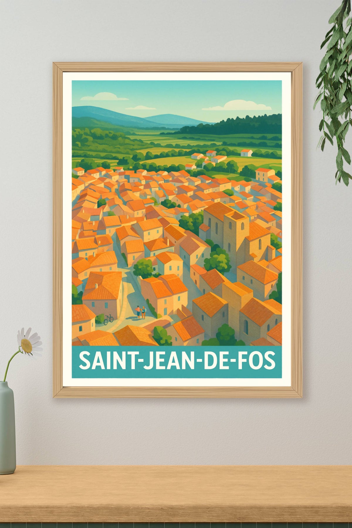 Affiche Saint-Jean-de-Fos — Charme authentique du village en terracotta · poster d'art de Saint-Jean-de-Fos