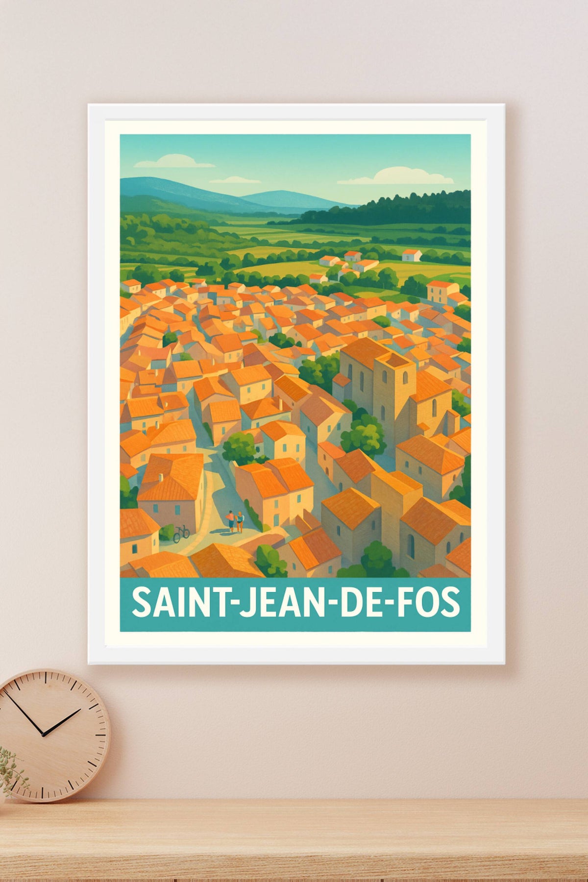 Affiche Saint-Jean-de-Fos — Charme authentique du village en terracotta · poster d'art de Saint-Jean-de-Fos