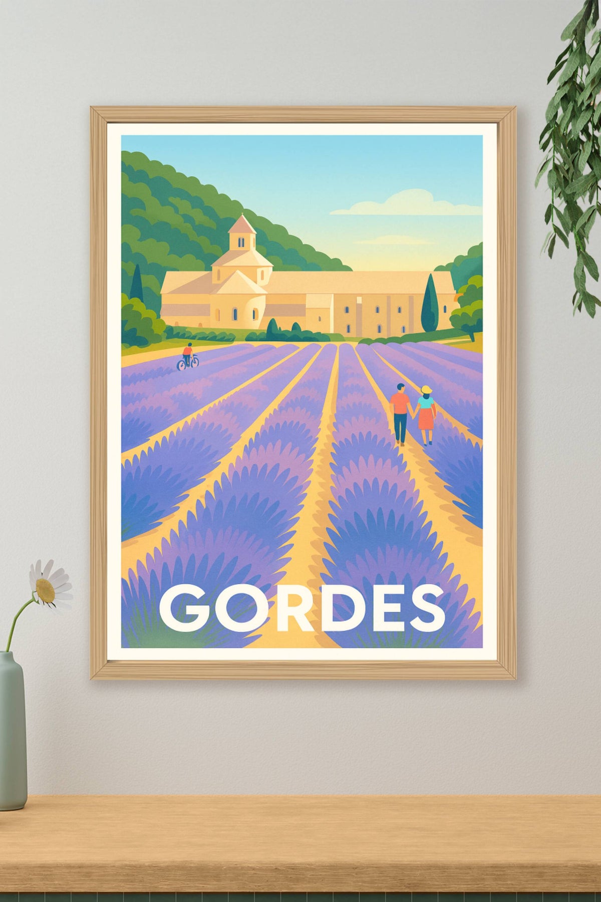 Affiche Gordes — Harmonie provençale au cœur des lavandes · poster d'art de Gordes