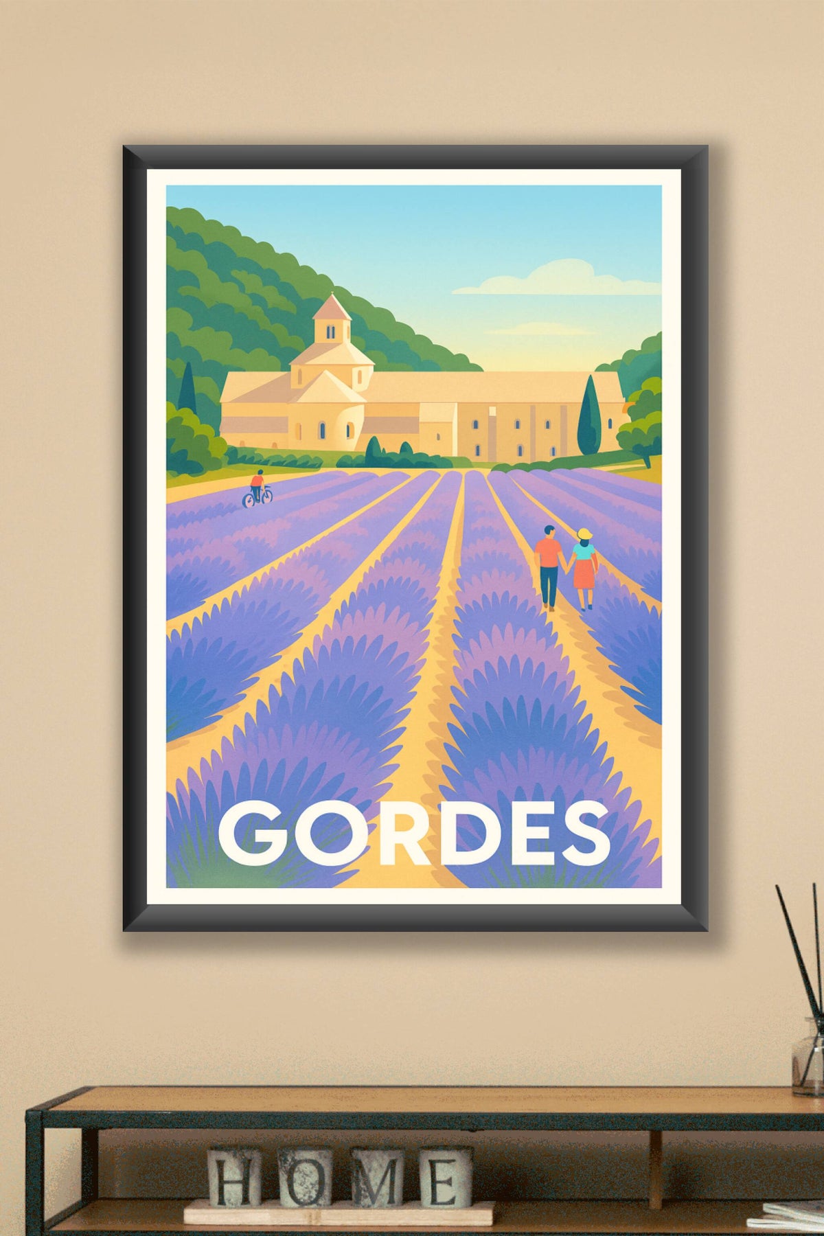 Affiche Gordes — Harmonie provençale au cœur des lavandes · poster d'art de Gordes