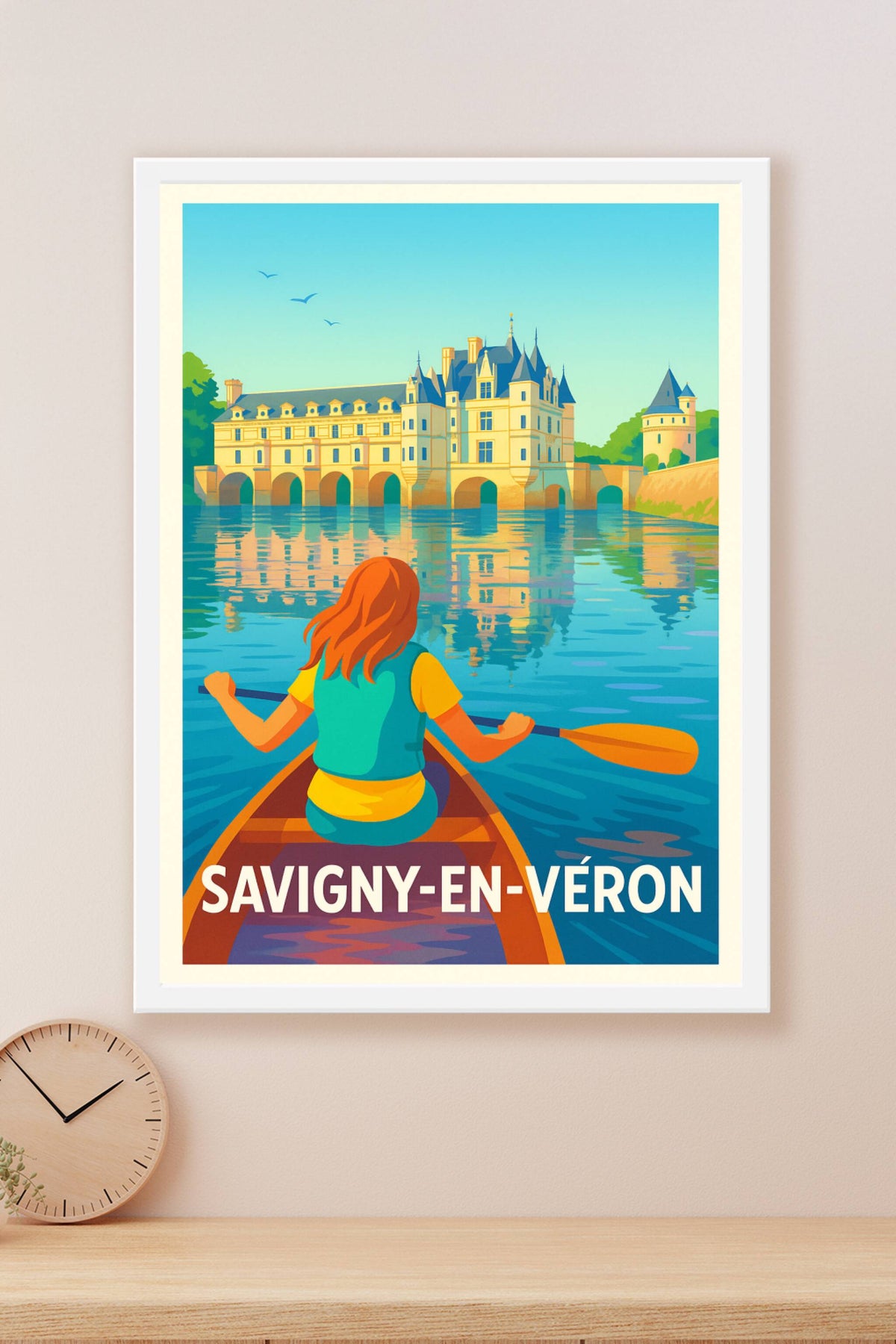 Affiche Savigny-en-Véron — Aventure et sérénité au fil de l'eau · poster d'art de Savigny-en-Véron