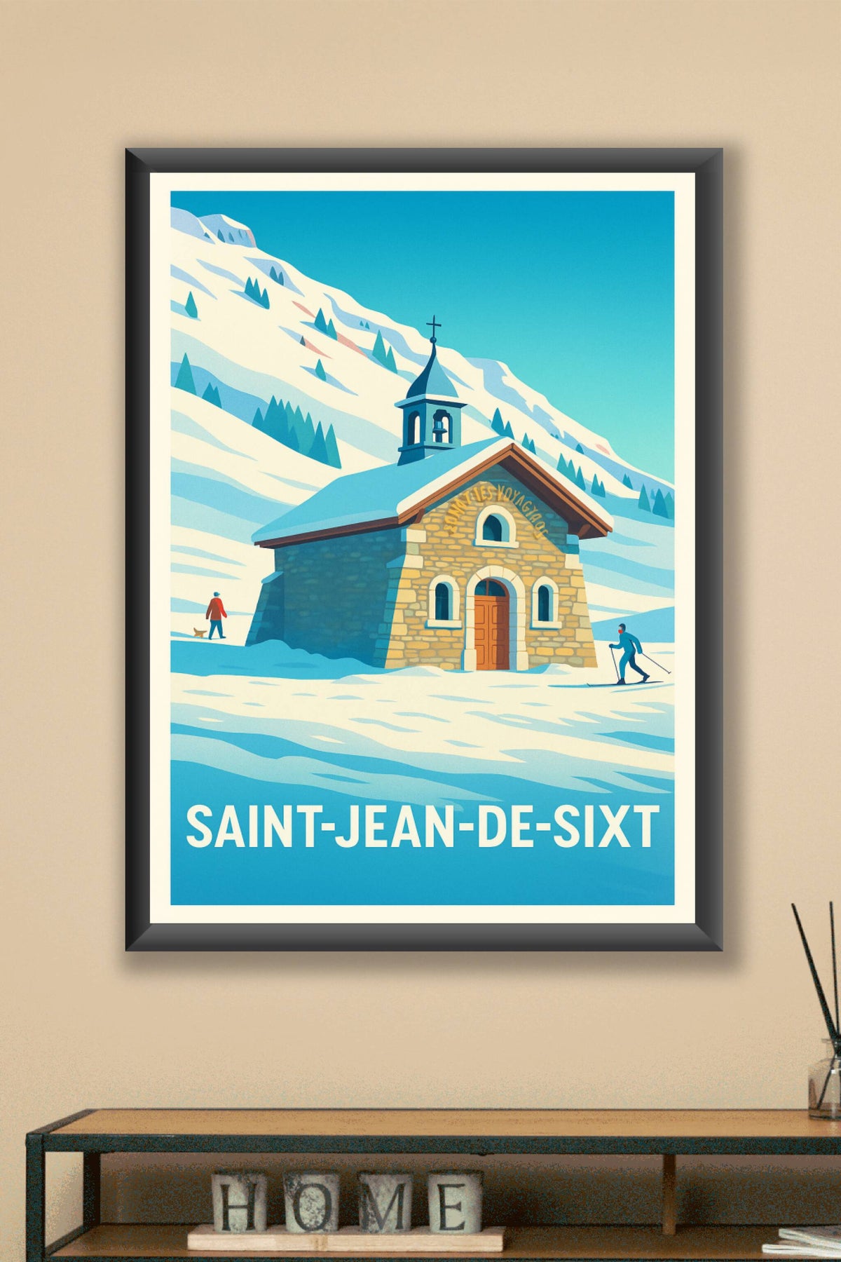 Affiche Saint-Jean-de-Sixt — Charme alpin et nature enneigée · poster d'art de Saint-Jean-de-Sixt