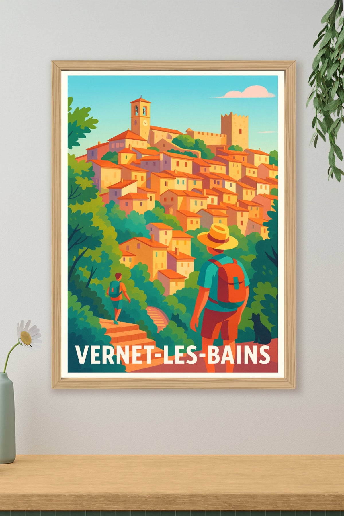 Affiche Vernet-les-Bains — L'escapade authentique en plein cœur des Pyrénées · poster d'art de Vernet-les-Bains