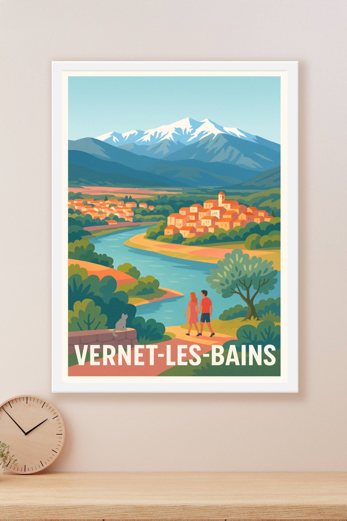 Affiche Vernet-les-Bains — Évasion entre montagnes et rivière · poster d'art de Vernet-les-Bains