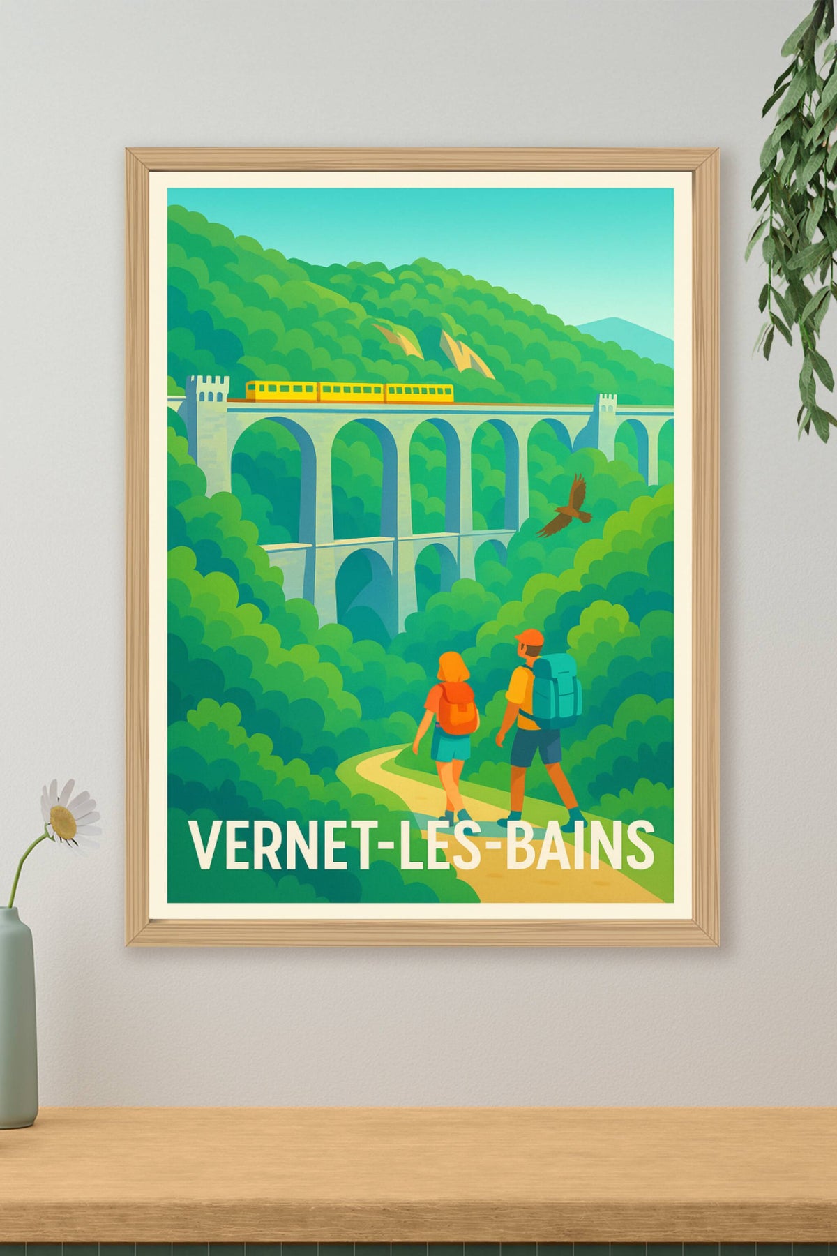 Affiche Vernet-les-Bains — Évasion nature et patrimoine ferroviaire · poster d'art de Vernet-les-Bains