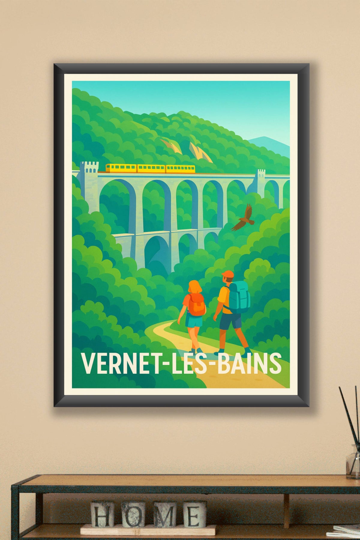 Affiche Vernet-les-Bains — Évasion nature et patrimoine ferroviaire · poster d'art de Vernet-les-Bains