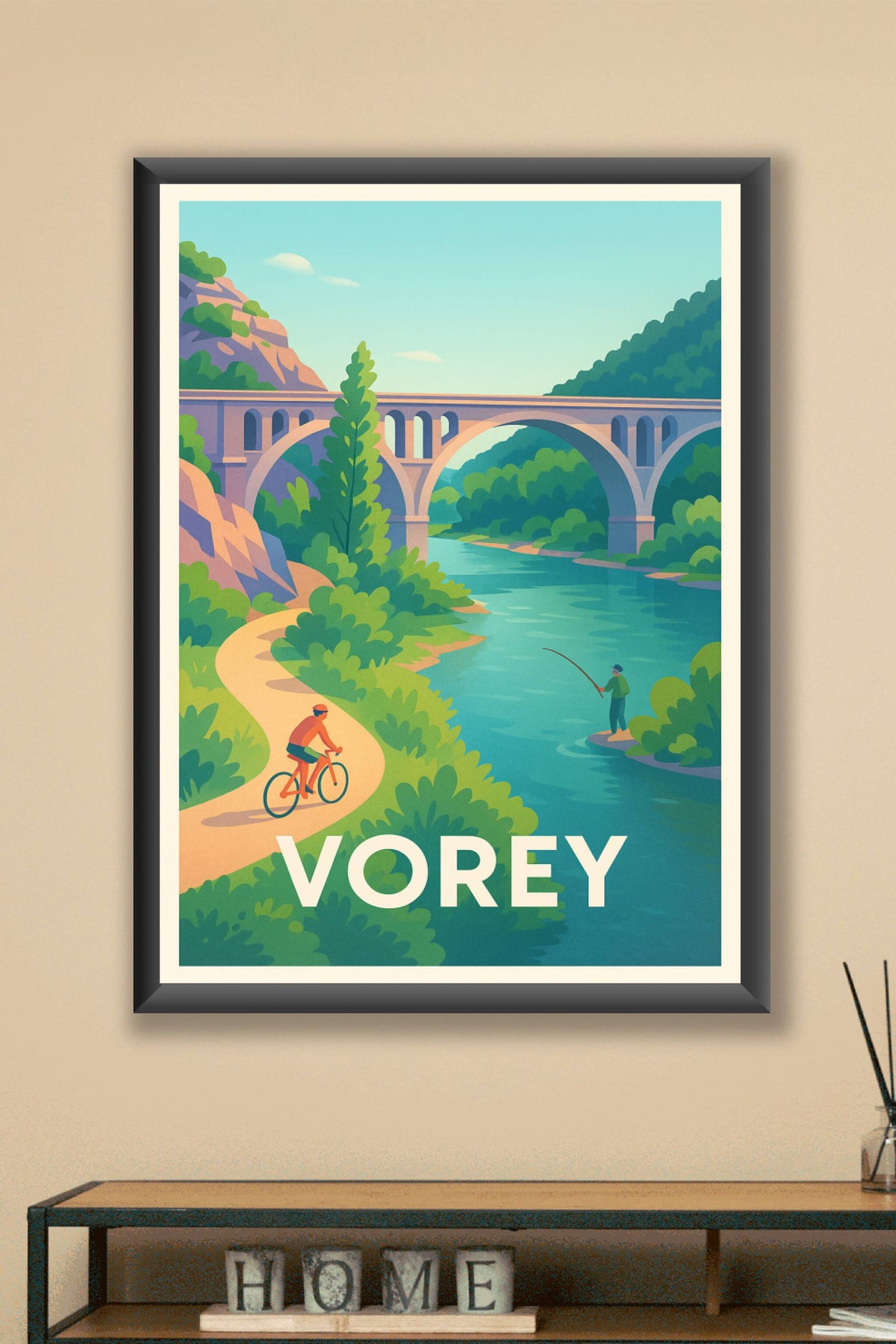 Affiche Vorey — L'évasion nature au fil de l'eau · poster d'art de Vorey