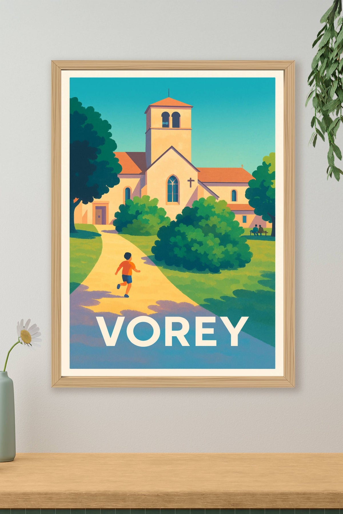 Affiche Vorey — La quiétude d'un village ensoleillé · poster d'art de Vorey
