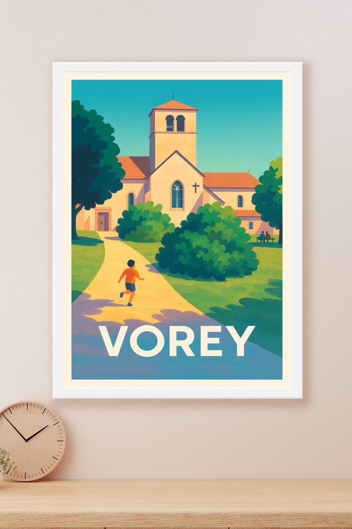 Affiche Vorey — La quiétude d'un village ensoleillé · poster d'art de Vorey