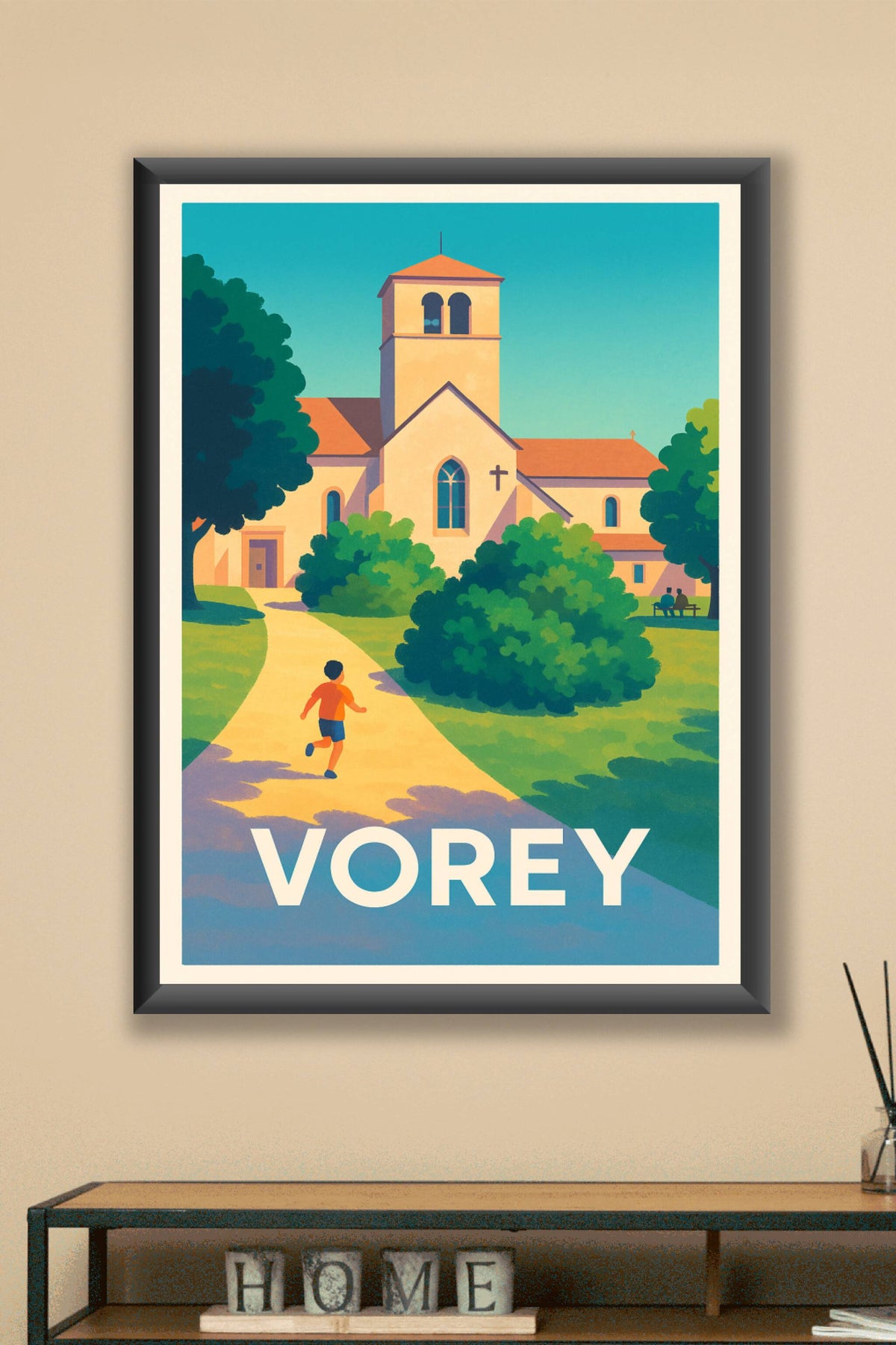 Affiche Vorey — La quiétude d'un village ensoleillé · poster d'art de Vorey