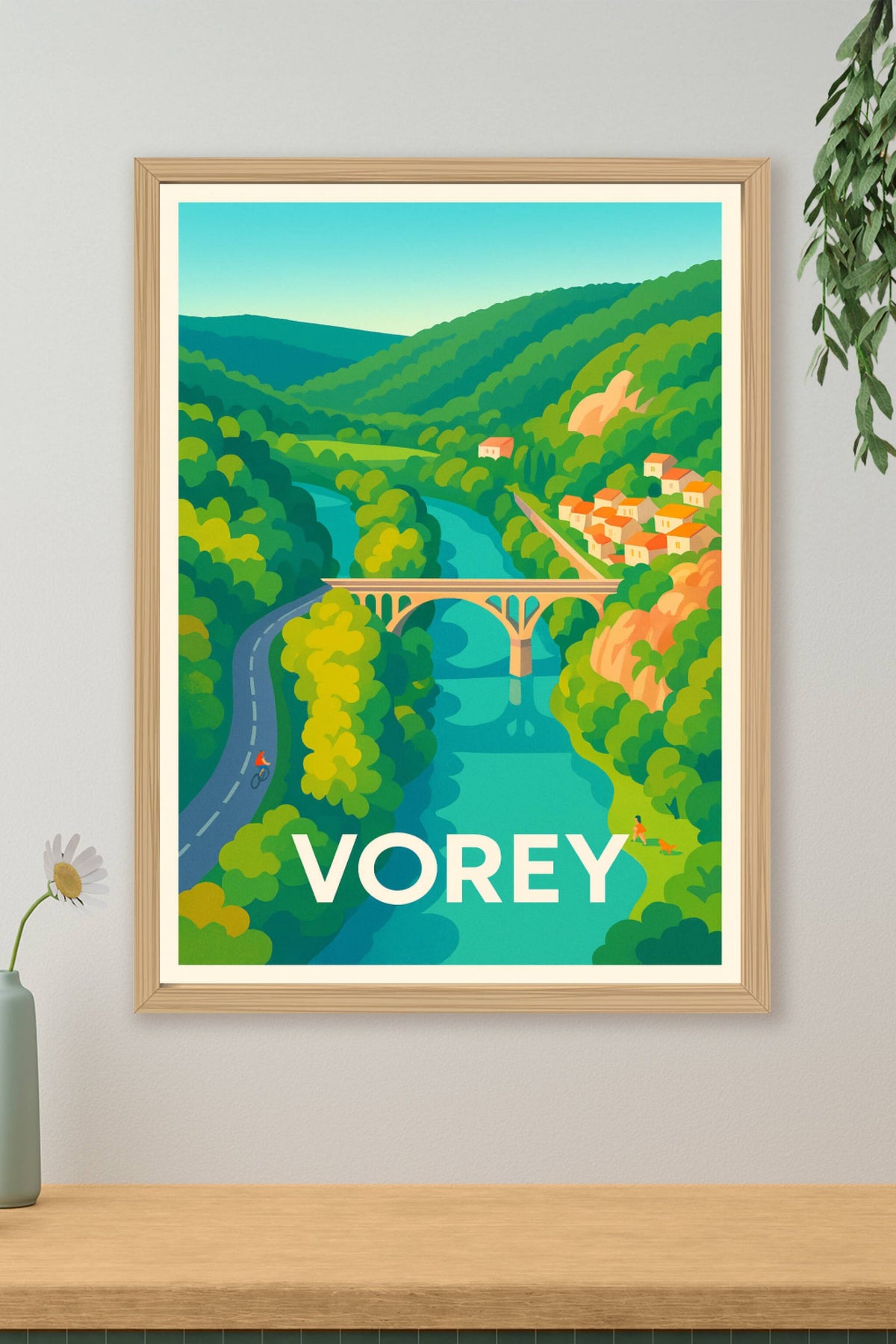 Affiche Vorey — Charme naturel au coeur de la verdure · poster d'art de Vorey