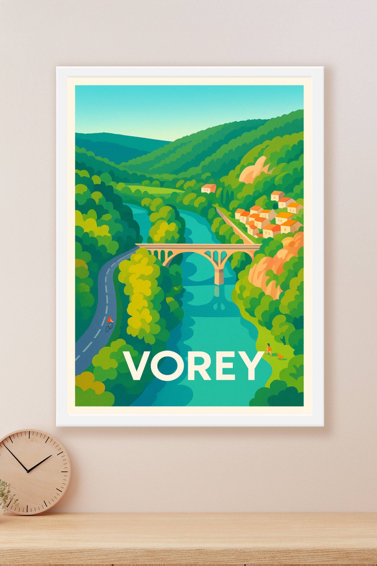 Affiche Vorey — Charme naturel au coeur de la verdure · poster d'art de Vorey