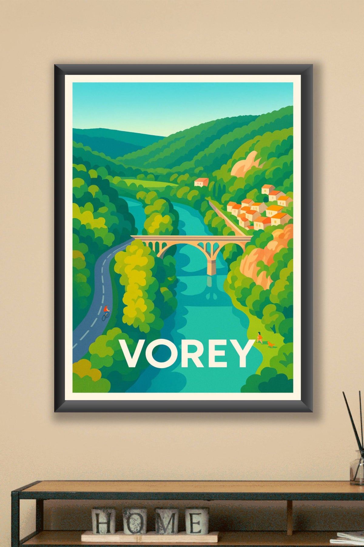 Affiche Vorey — Charme naturel au coeur de la verdure · poster d'art de Vorey