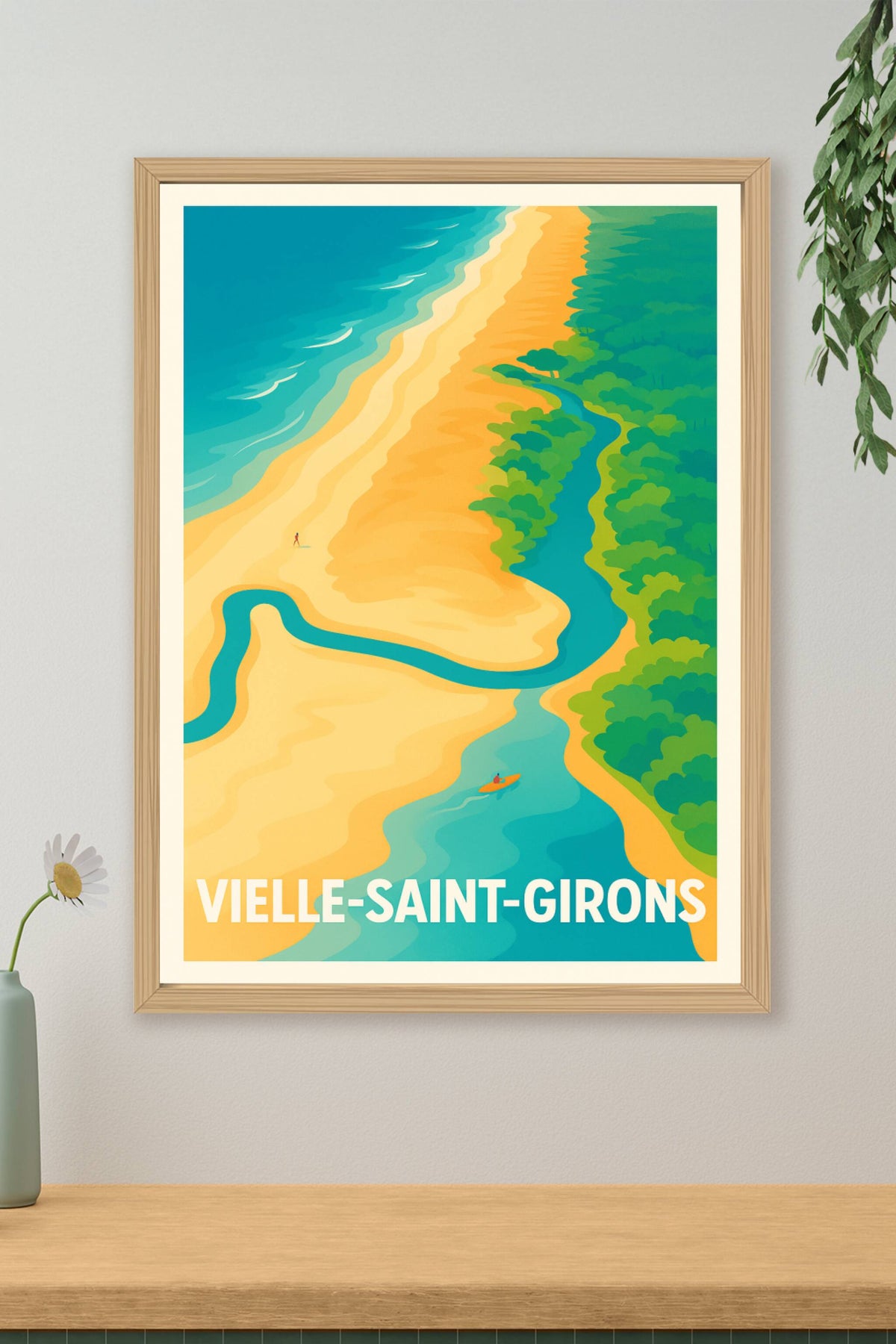 Affiche Vielle-Saint-Girons — Évasion entre forêt et océan · poster d'art de Vielle-Saint-Girons