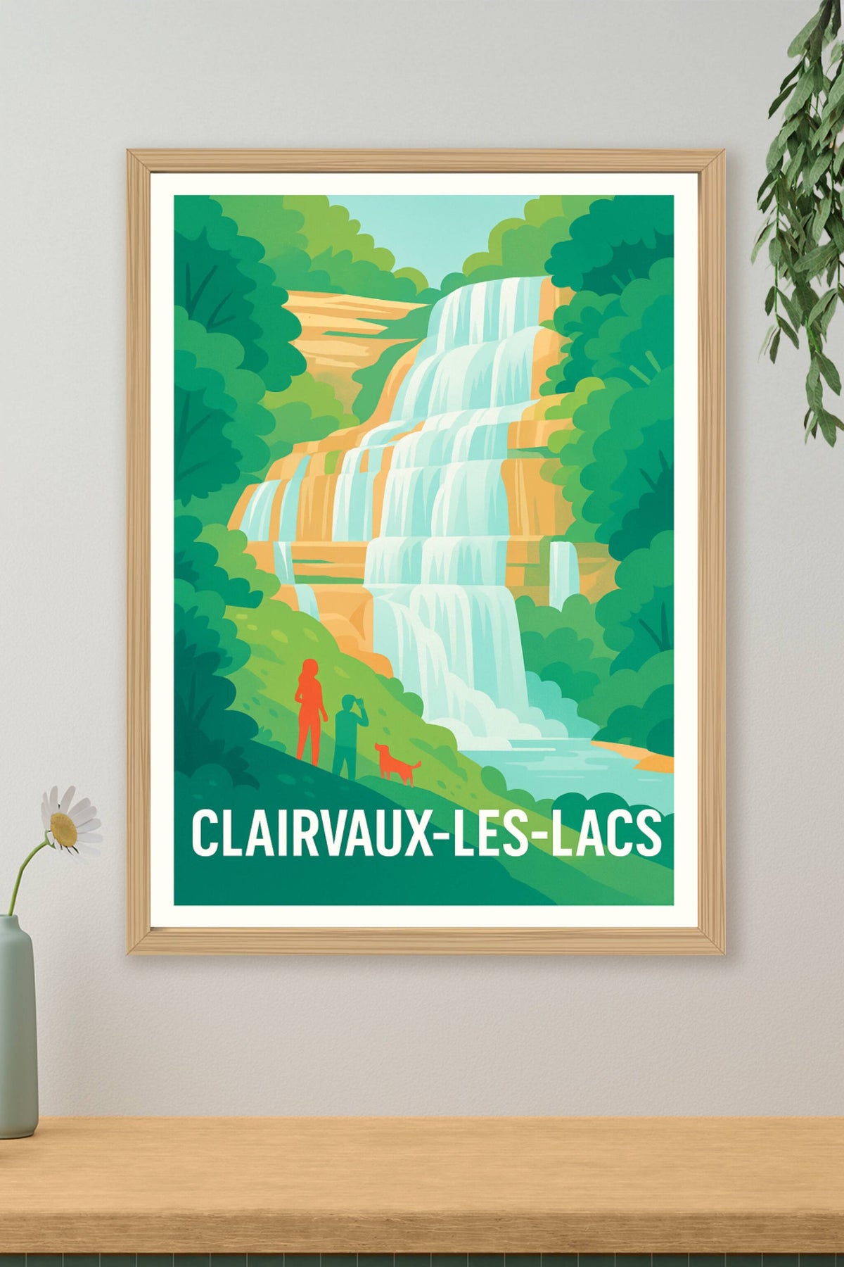 Affiche Clairvaux-les-Lacs — Splendeur naturelle en cascade · poster d'art de Clairvaux-les-Lacs