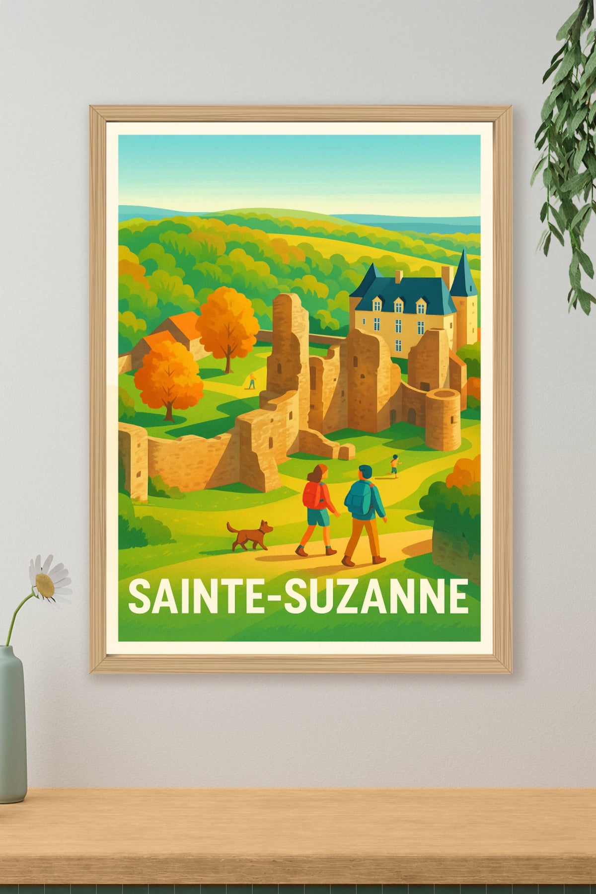 Affiche Sainte-Suzanne — Promenade au cœur d’un patrimoine authentique · poster d'art de Sainte-Suzanne