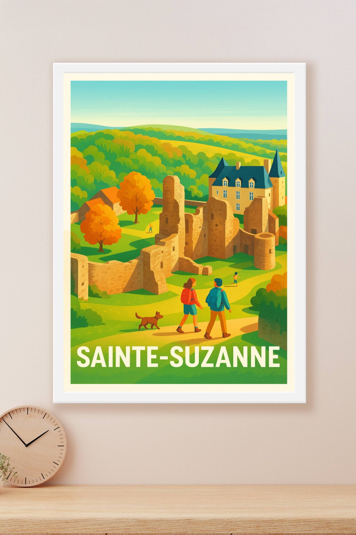 Affiche Sainte-Suzanne — Promenade au cœur d’un patrimoine authentique · poster d'art de Sainte-Suzanne