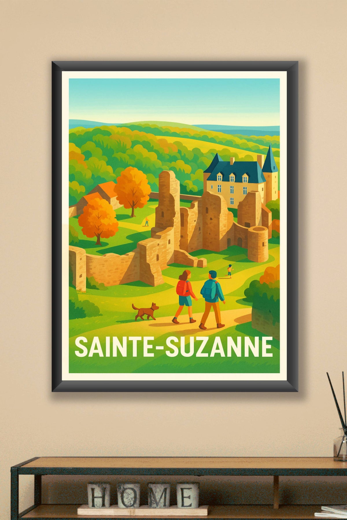 Affiche Sainte-Suzanne — Promenade au cœur d’un patrimoine authentique · poster d'art de Sainte-Suzanne