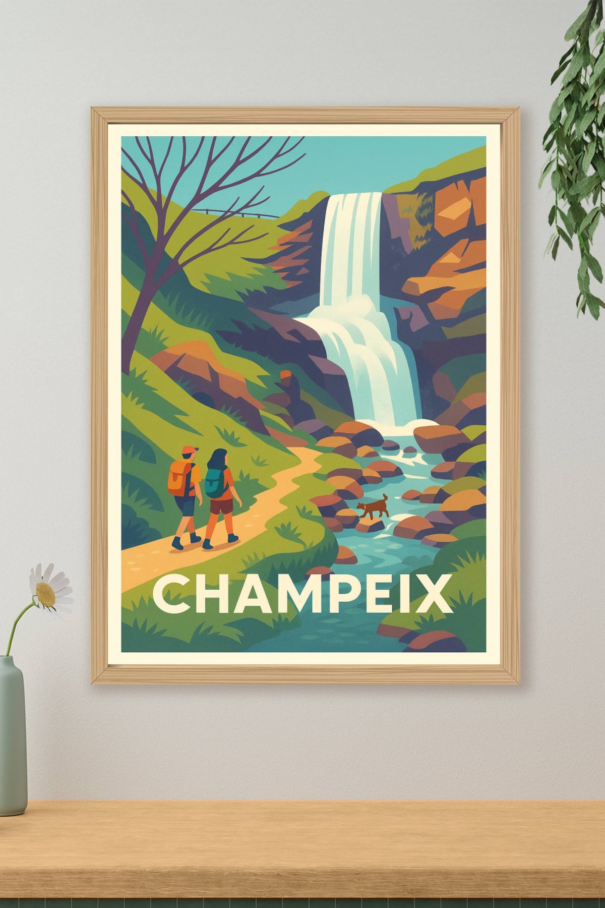 Affiche Champeix — Escapade nature et cascade rafraîchissante · poster d'art de Champeix